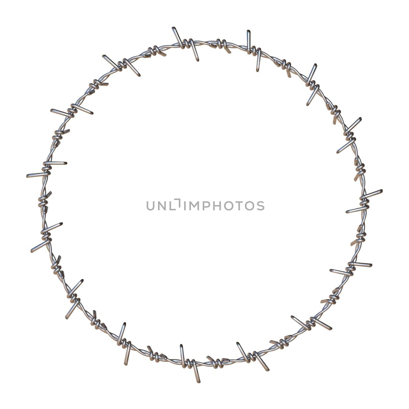 Barbed wire Big circle 3D rendering illustration isolated on white background