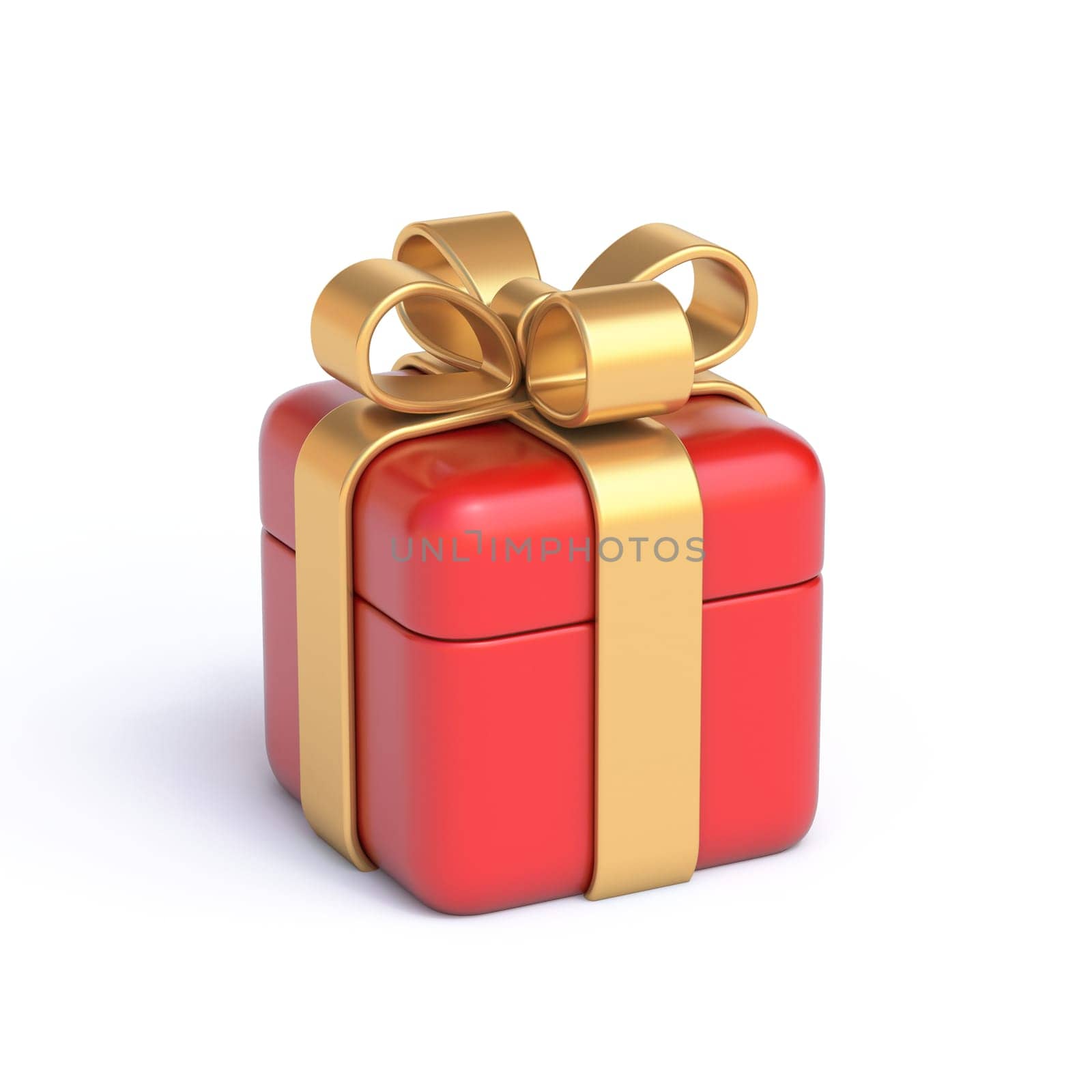 Red gift box icon Closed 3D rendering illustration isolated on white background