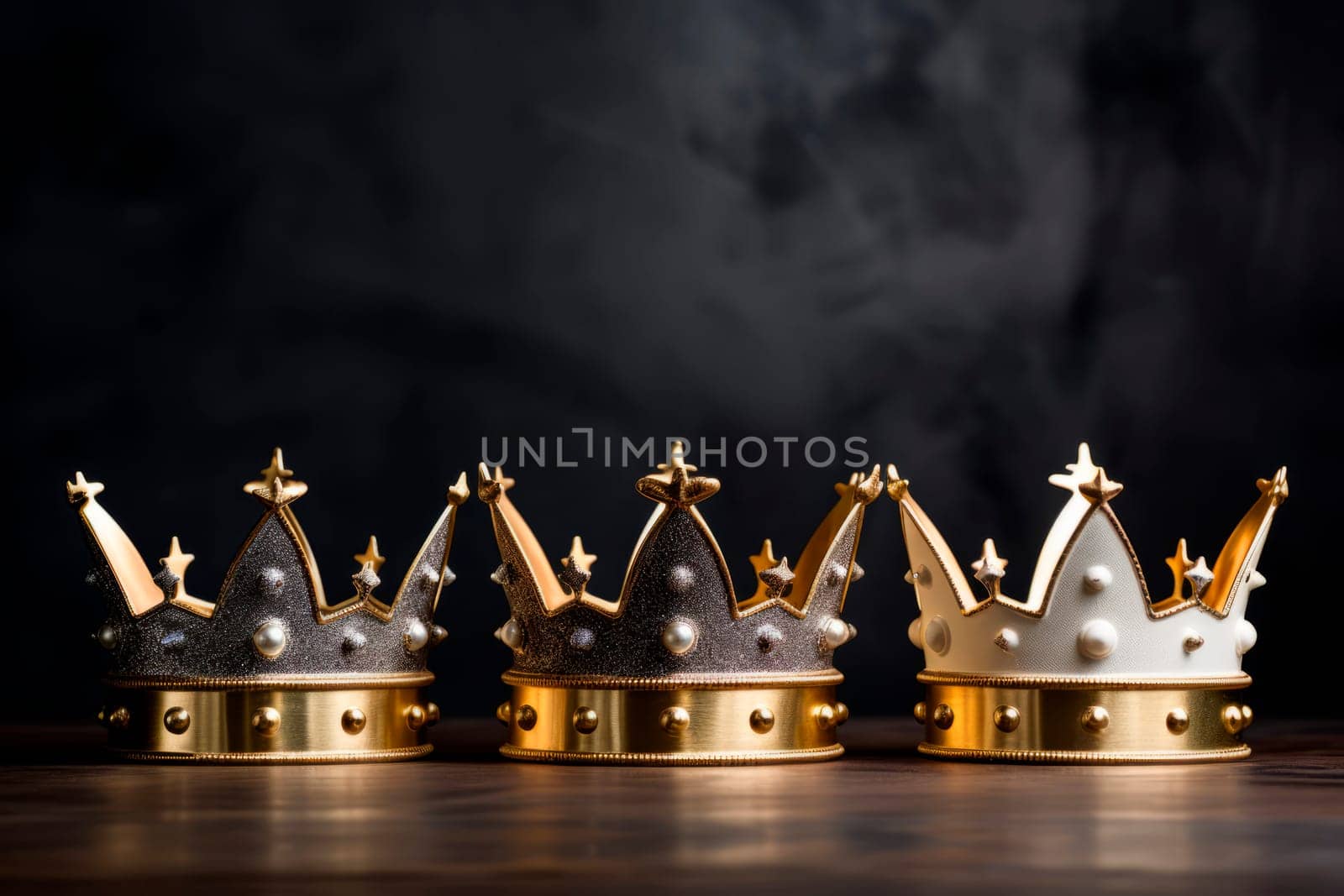 Three crowns as a symbol of the celebration of the Day of the Three Kings.