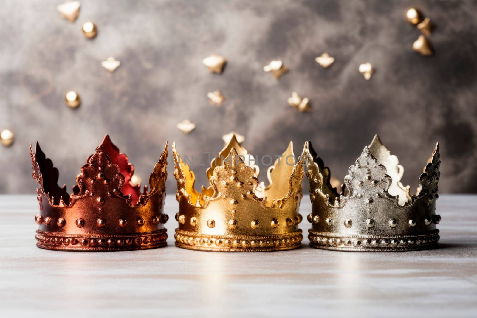 Three crowns as a symbol of the celebration of the Day of the Three Kings.