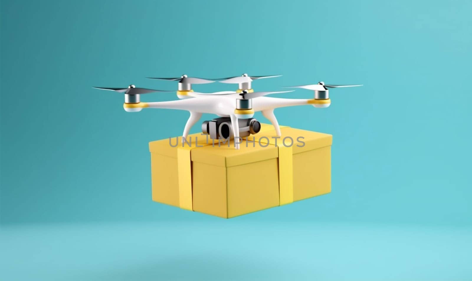 delivery aircraft fast helicopter air technology cargo fly drone blue. Generative AI. by Vichizh