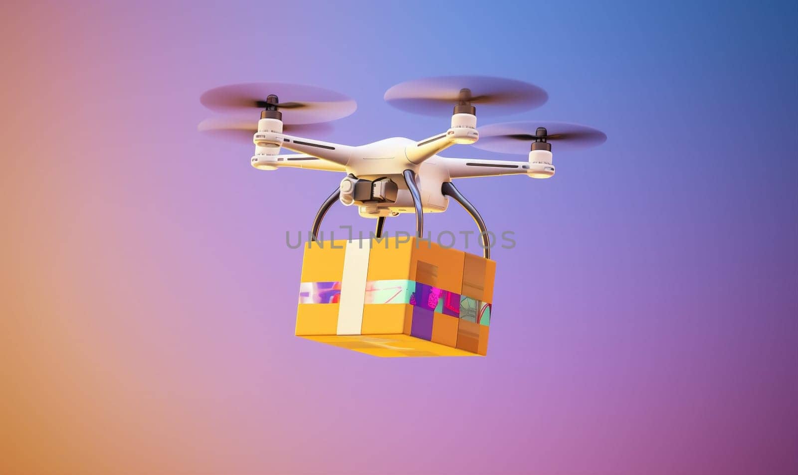 drone concept fly air blue service sky delivery helicopter shipping fast cargo aircraft technology logistic deliver flying package speed cardboard. Generative AI.