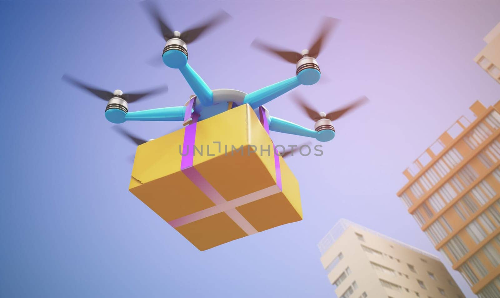 drone service technology cardboard transportation fast innovation transport aircraft delivery helicopter shipment fly air blue cargo copter box mail express. Generative AI.