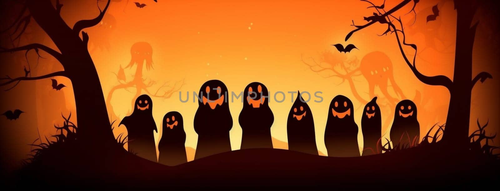 night holiday october pumpkin halloween ghost black dark orange horror. Generative AI. by Vichizh