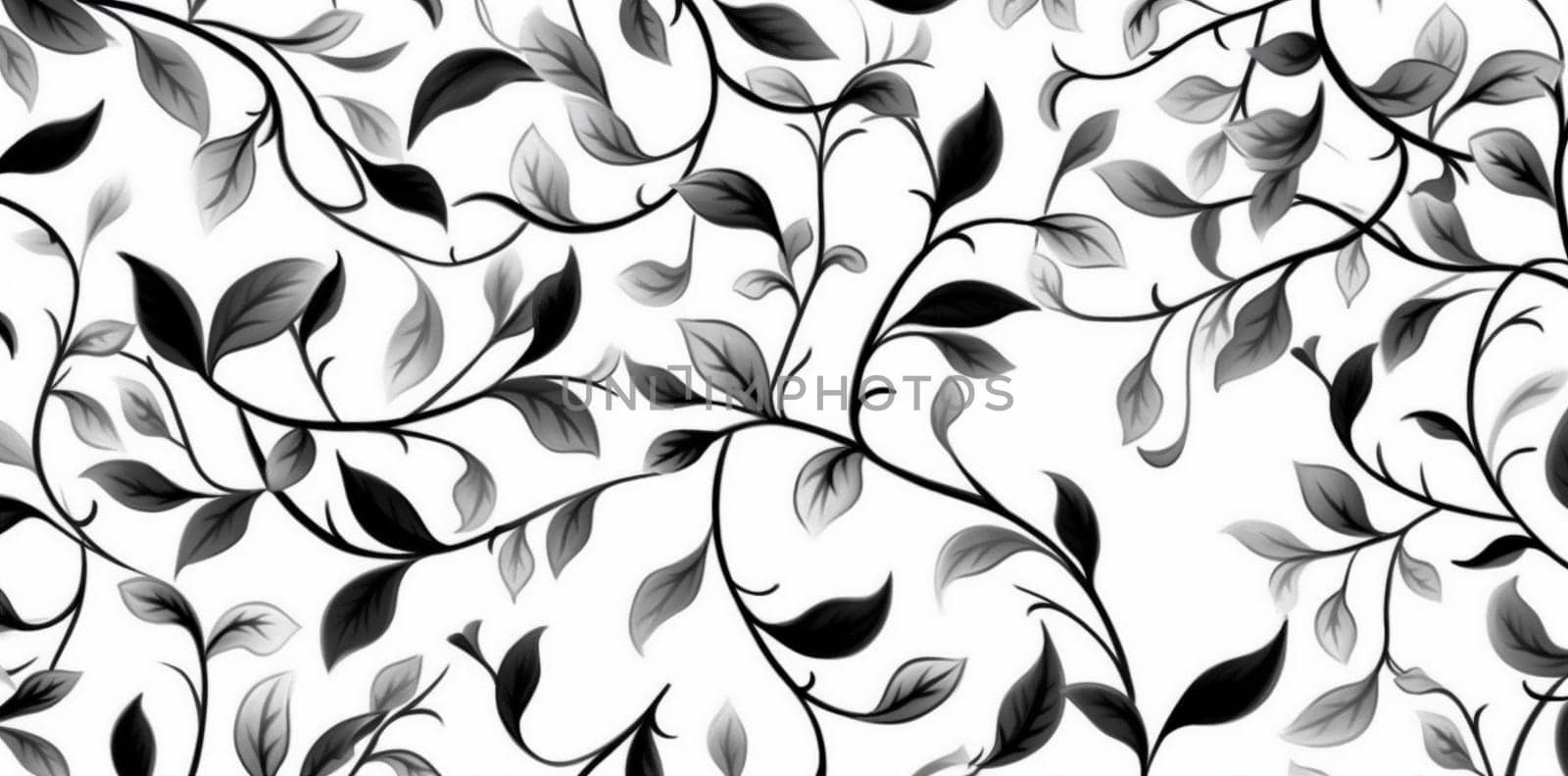 leaf design pattern floral wallpaper flower plant decoration black illustration. Generative AI. by Vichizh