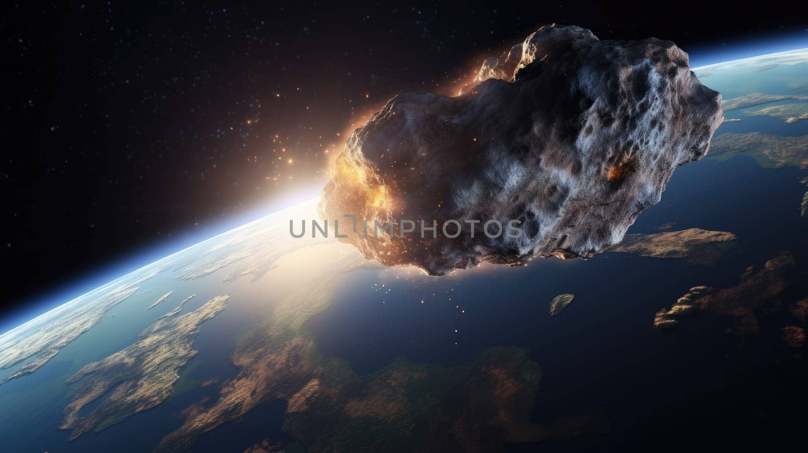 Asteroid or meteor fly to the earth, disaster, creative fantasy science by natali_brill