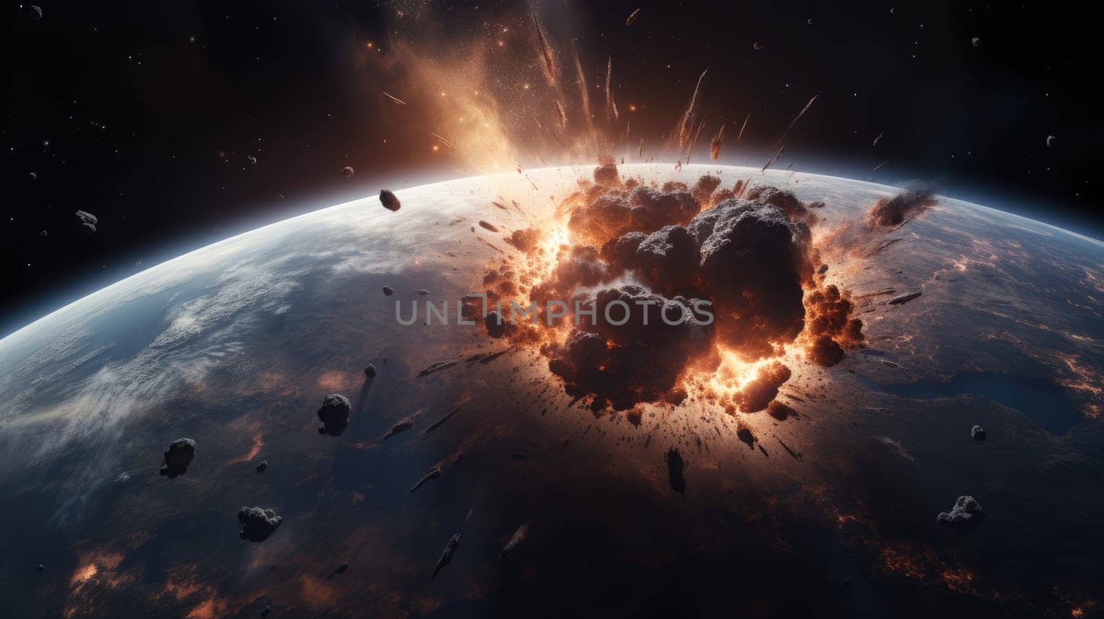 Asteroid or meteor fly to the earth, disaster, creative fantasy science by natali_brill
