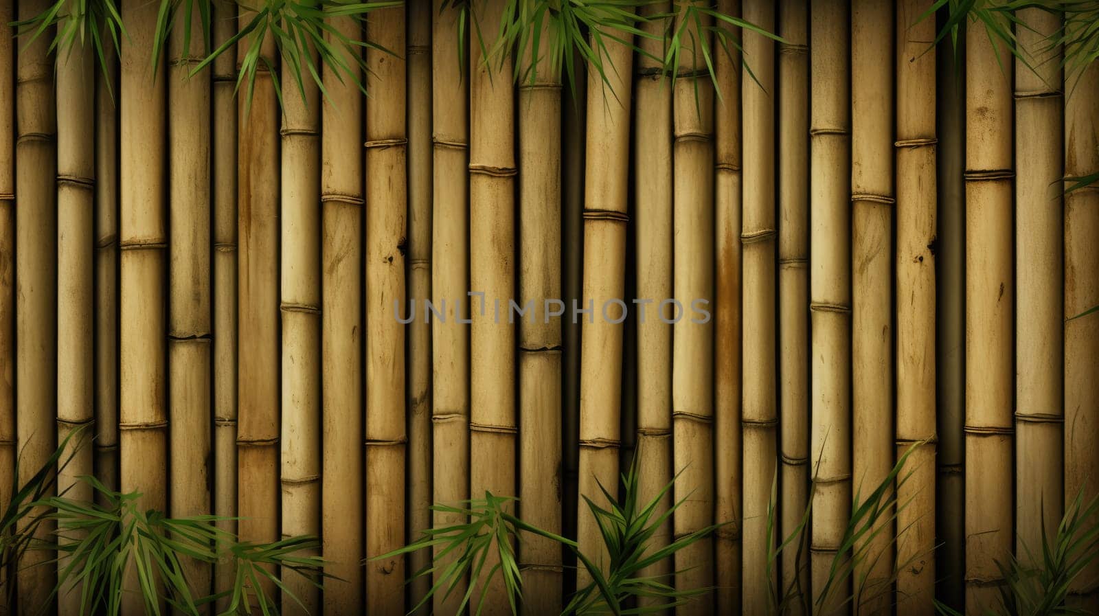 Yellow dry bamboo texture background for interior or exterior design. by natali_brill