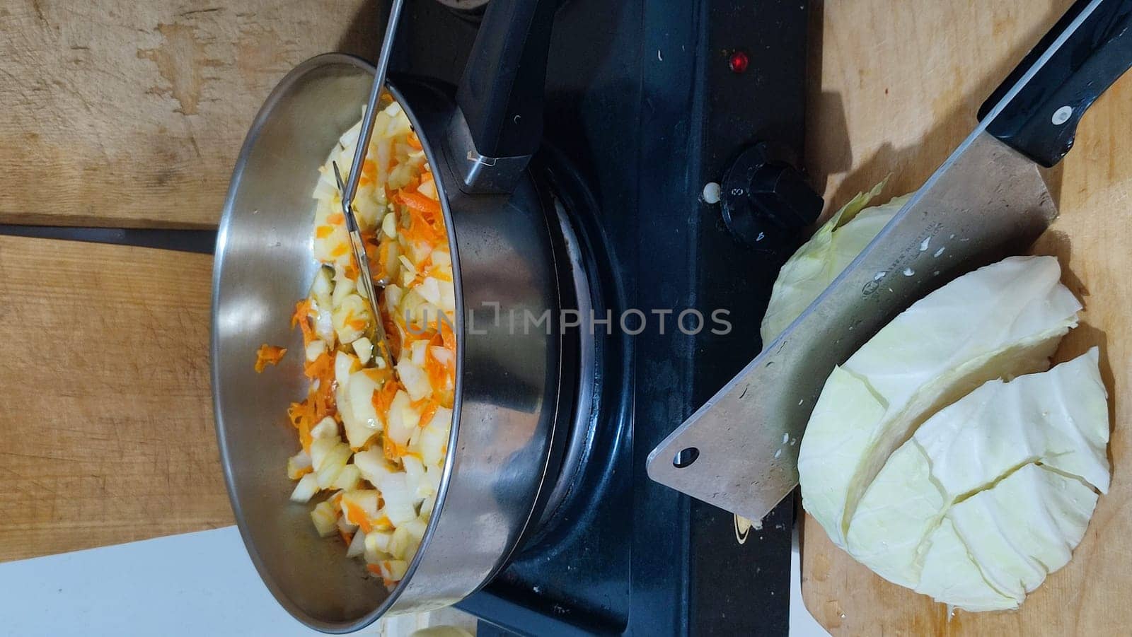 white cabbage and red bell pepper cut for salad or soup, food fresh vegetables. High quality photo