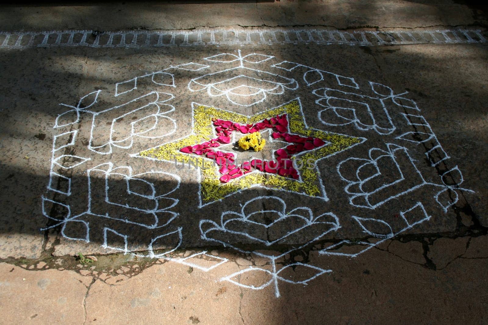 Rangoli in front of shri Raju&#039 s house