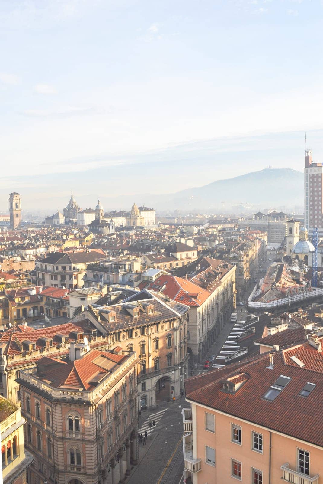 City of Turin (Torino) skyline panorama birdeye seen from above
