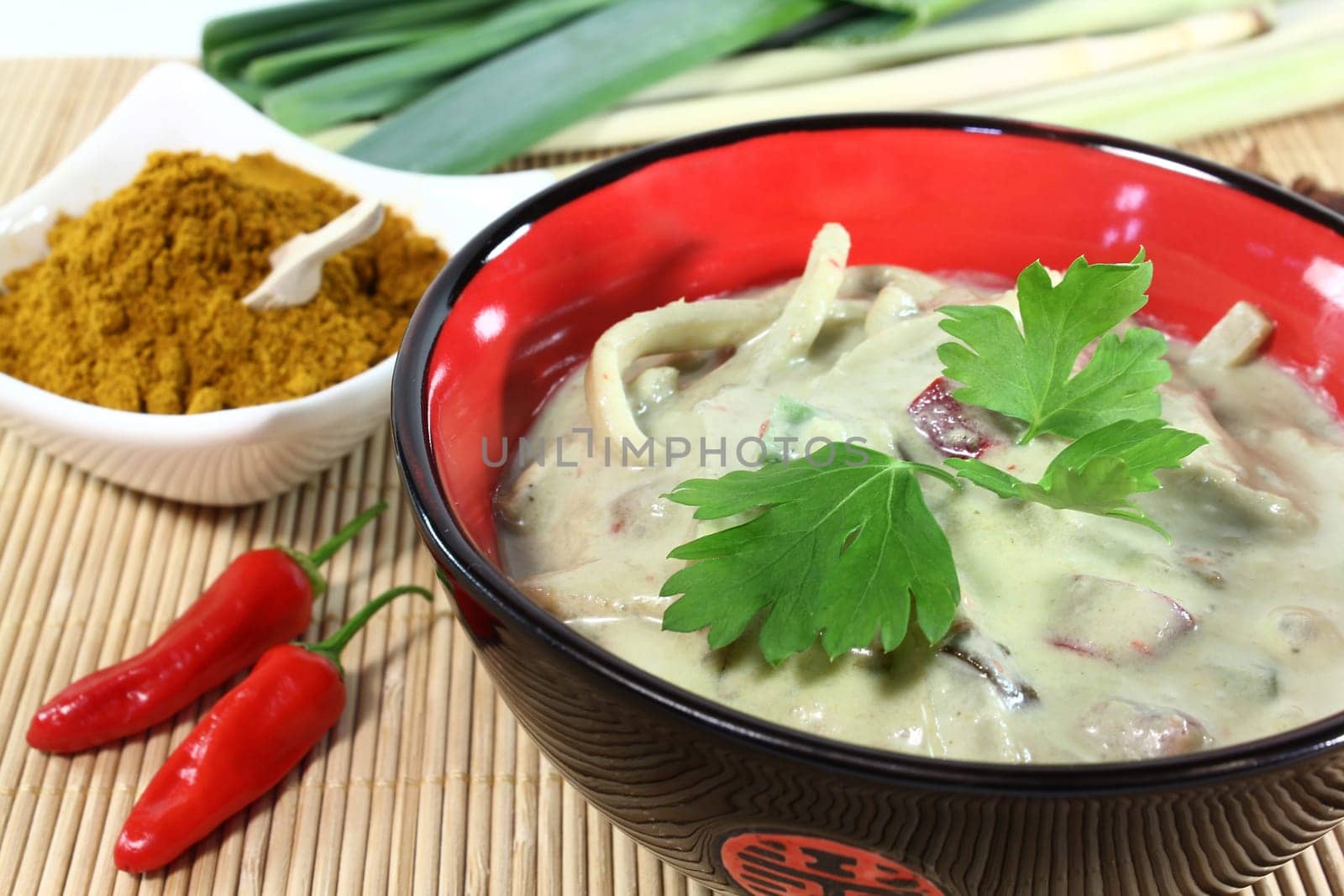 green curry with vegetables and wild rice