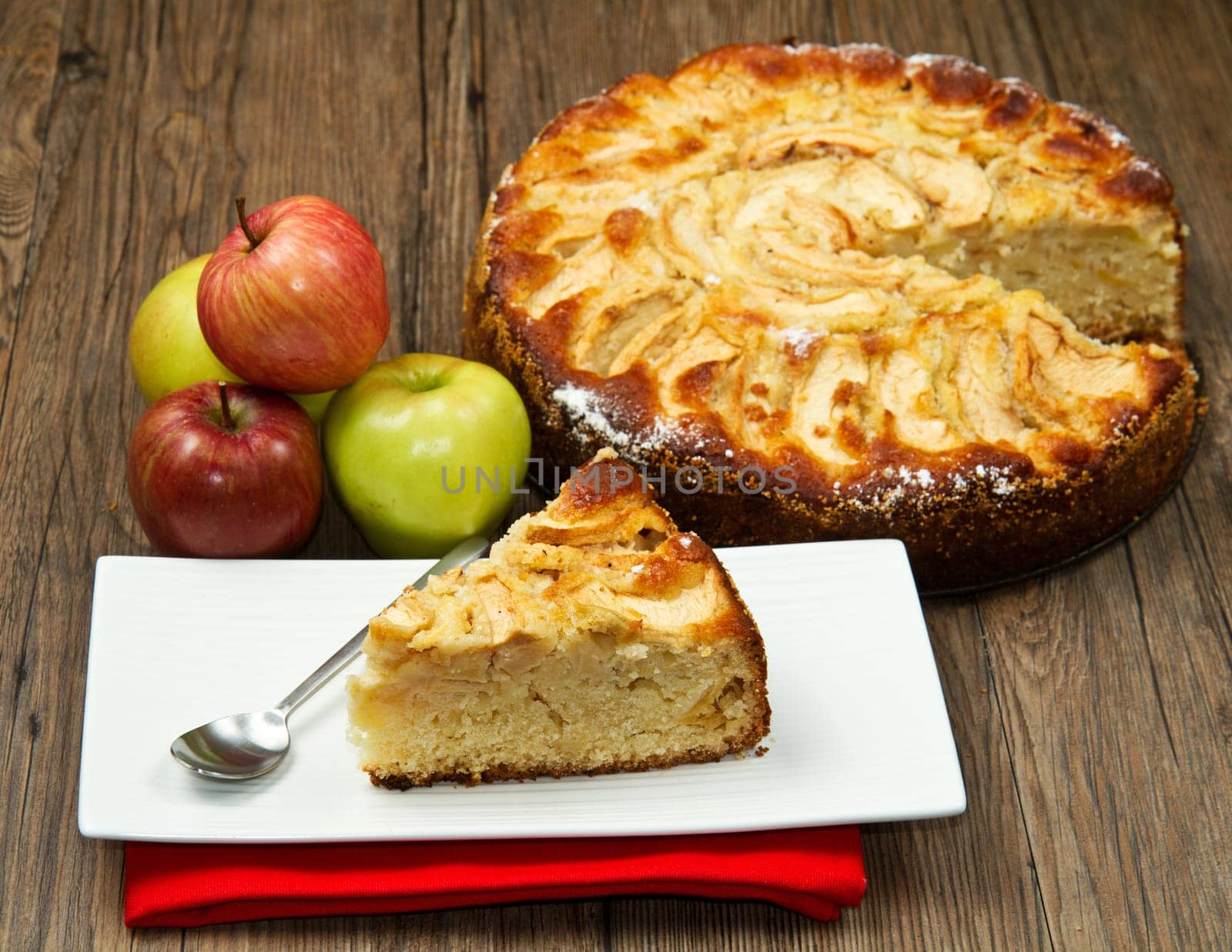 Apple Tart  with fresh apple on table