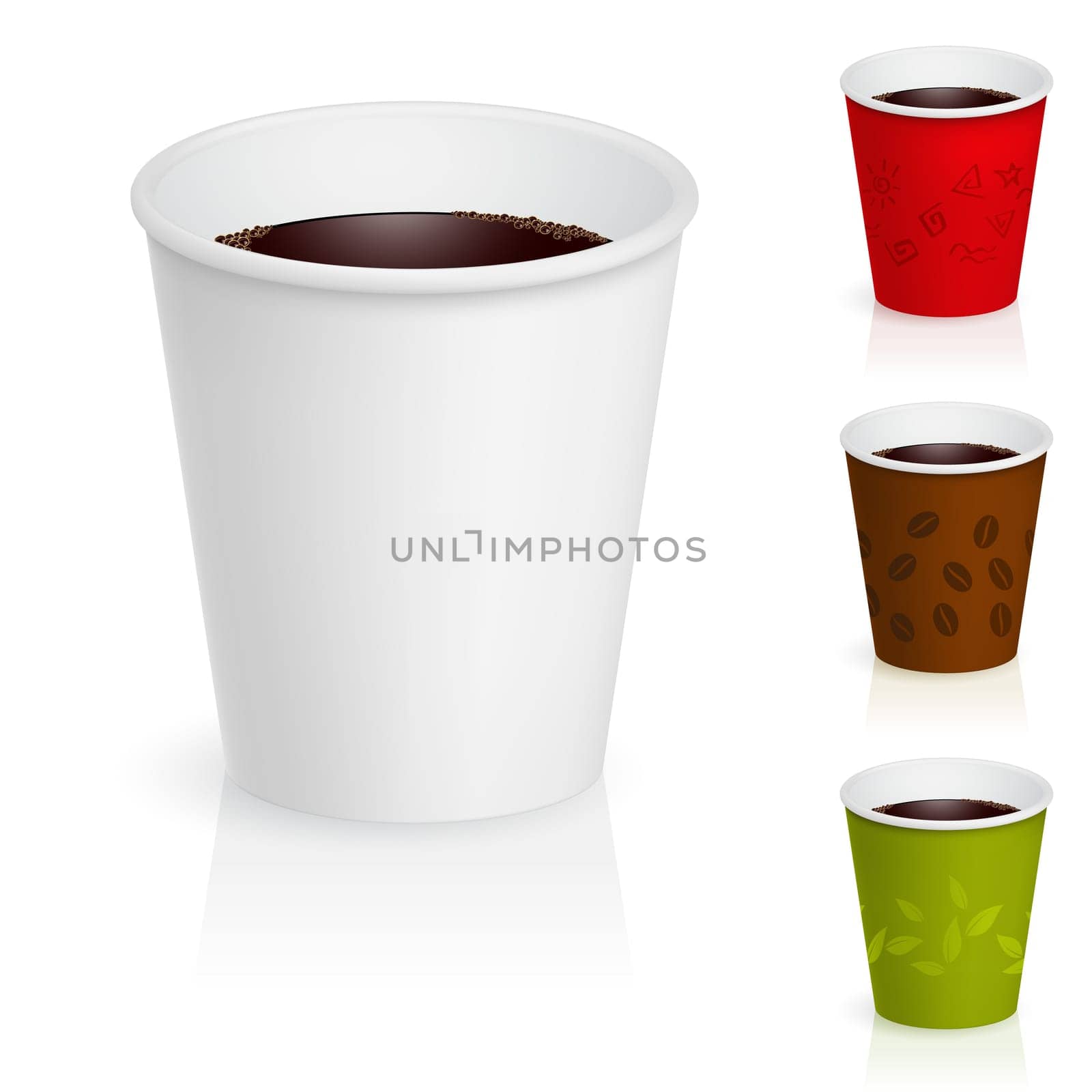 Cups of coffee illustration. Isolated on white background.