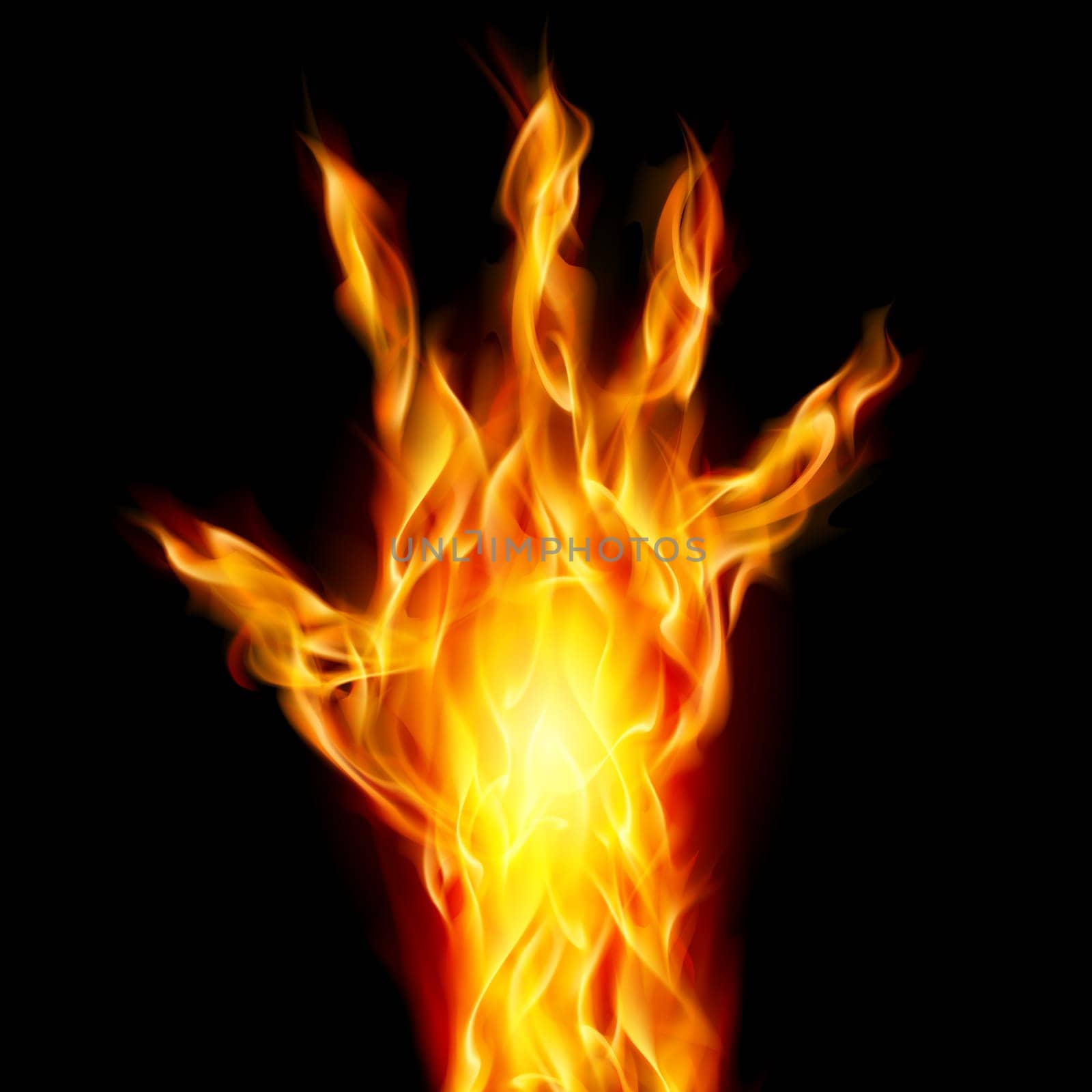 Fire hand on black background for design