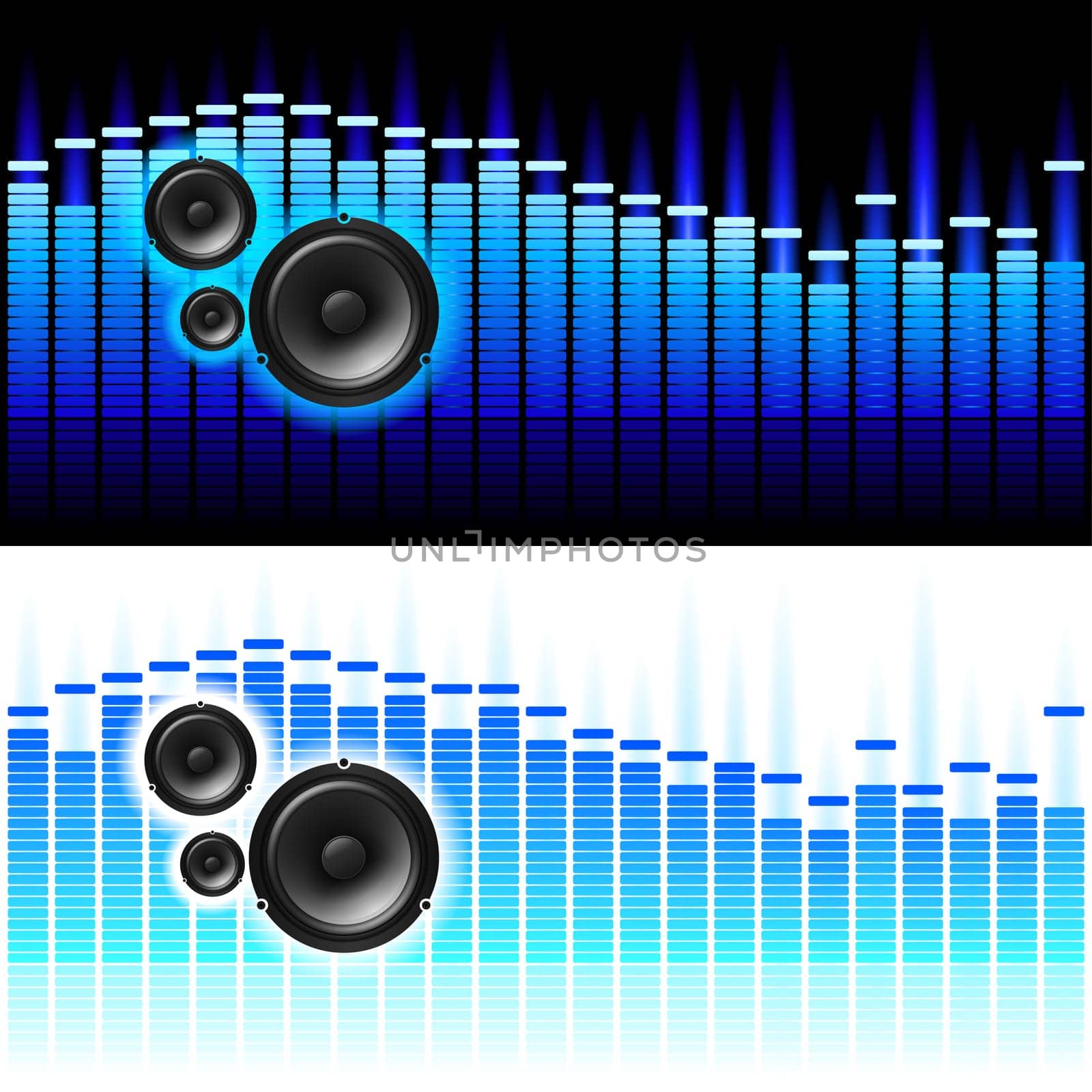 Sound Waves. Vector illustration on white and black background