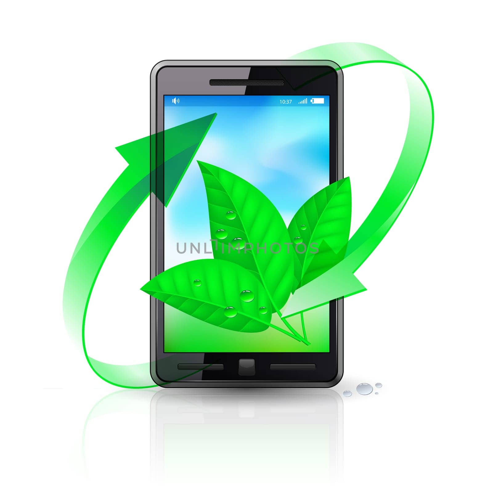 Mobile phone. Environmental energy. Illustration on white background