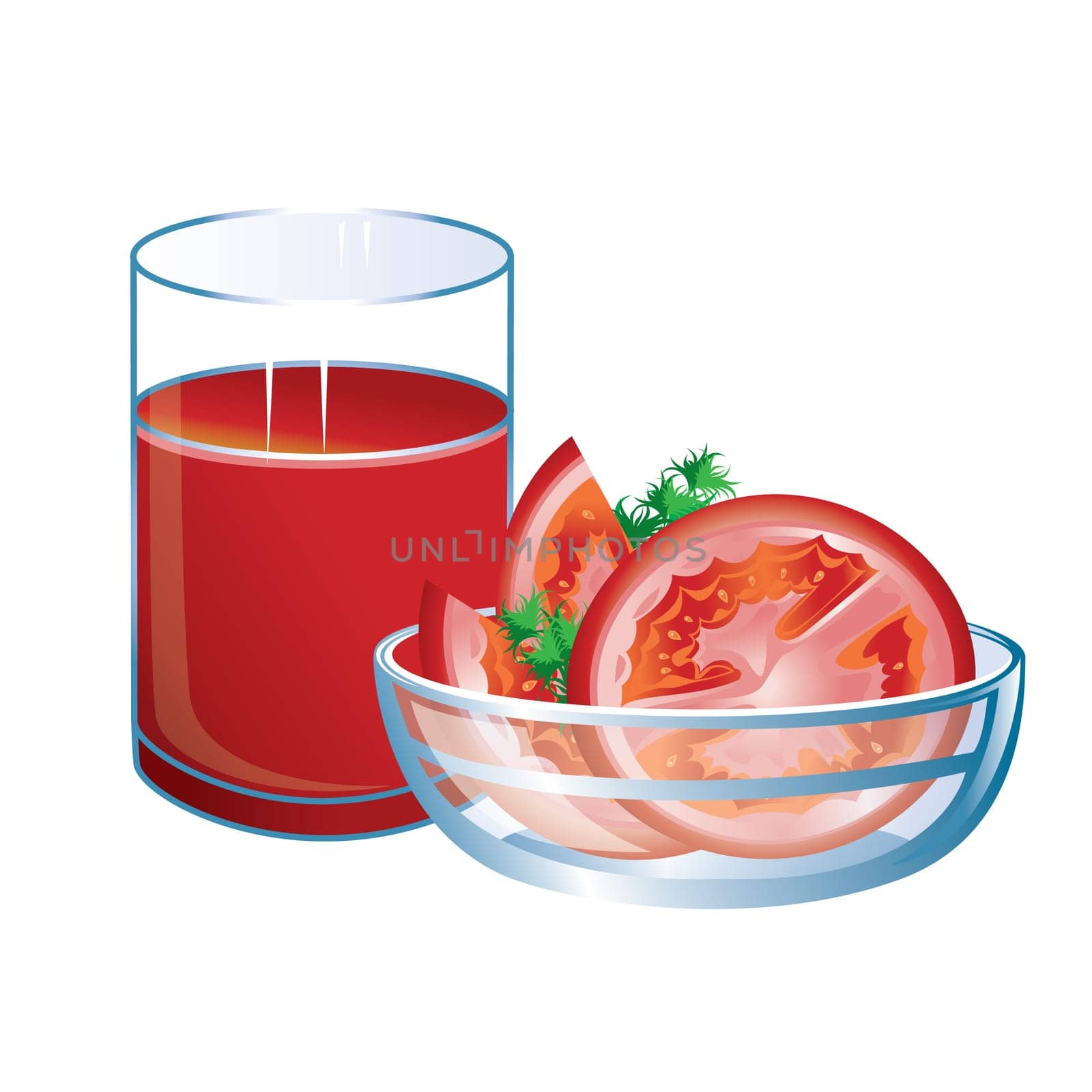 Tomato juice with glass and tomatoes. Vector version is available in portfolio.
