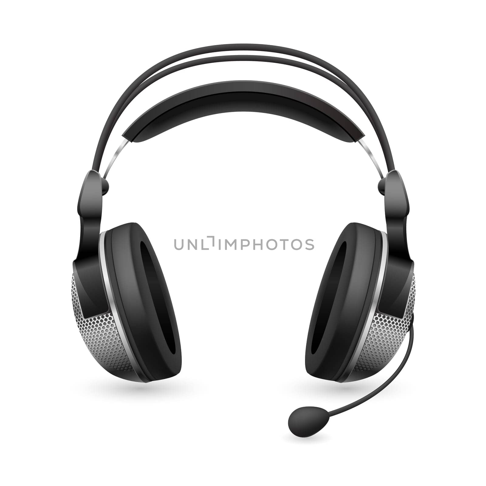 Realistic computer headset with microphone. Illustration on white background