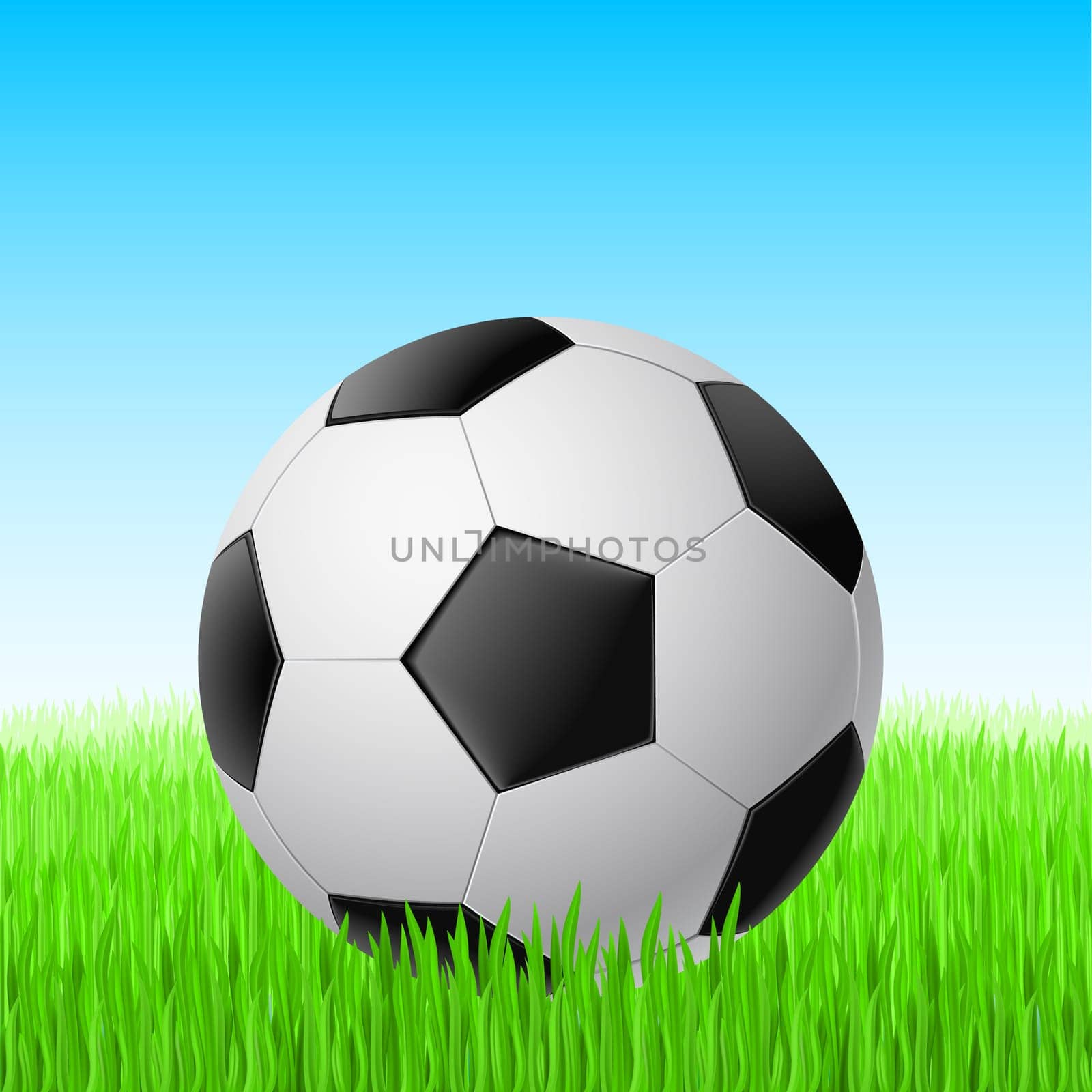 Soccer ball on grass with space for your text.