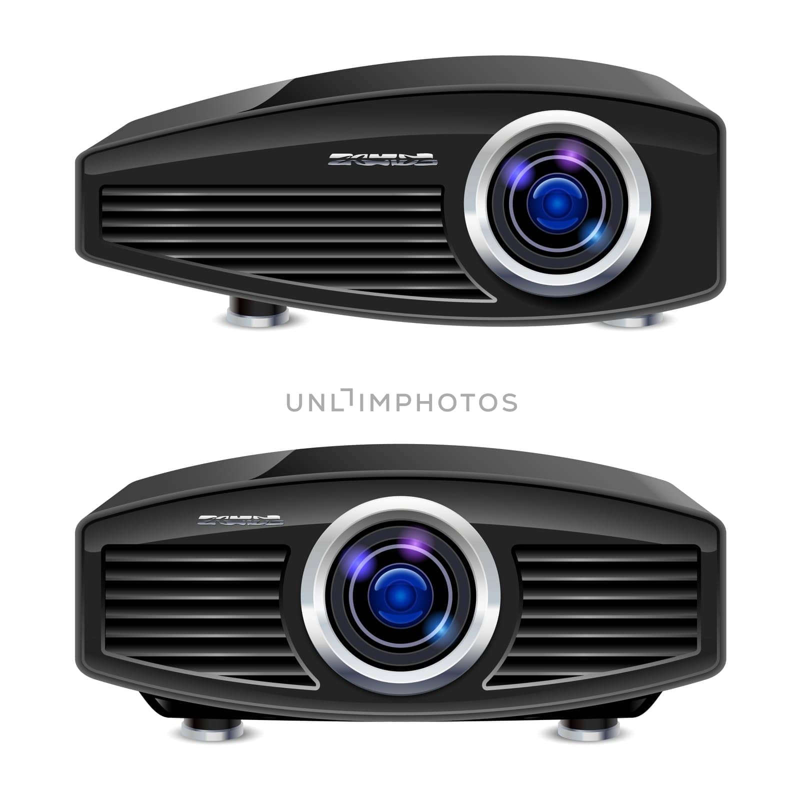 Realistic multimedia projector. Illustration on white background for design