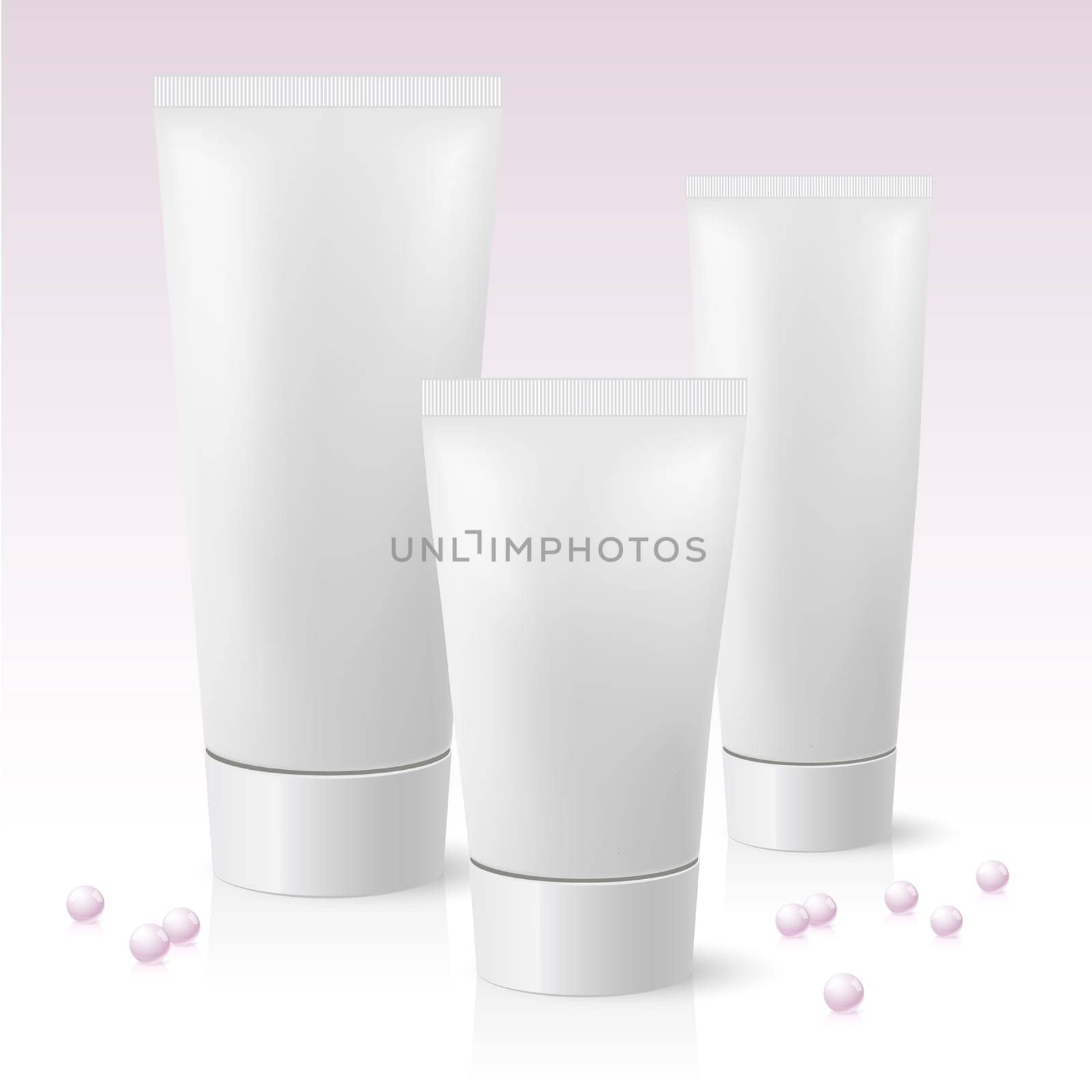 Three cosmetic tube. Illustration on pink background