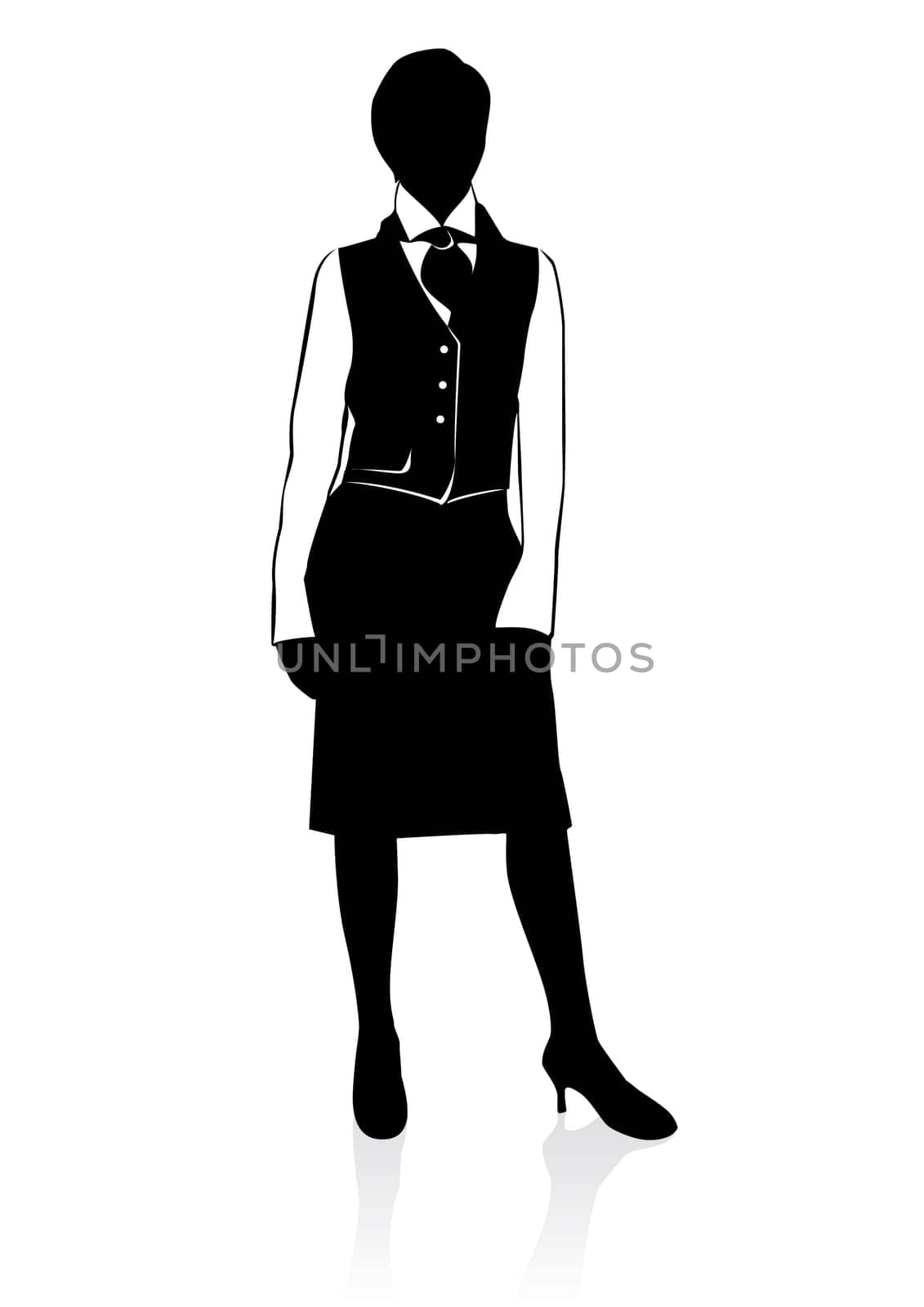 Businesswoman silhouette. Vector illustration on white background
