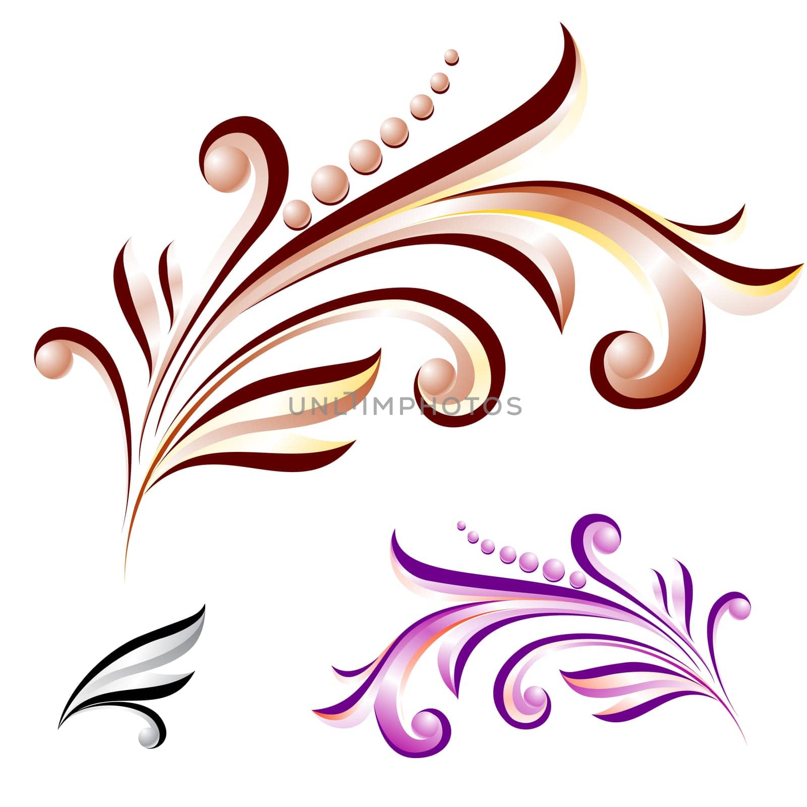 Abstract flower with leaves of different colors. Nice design elements for your best creative ideas.