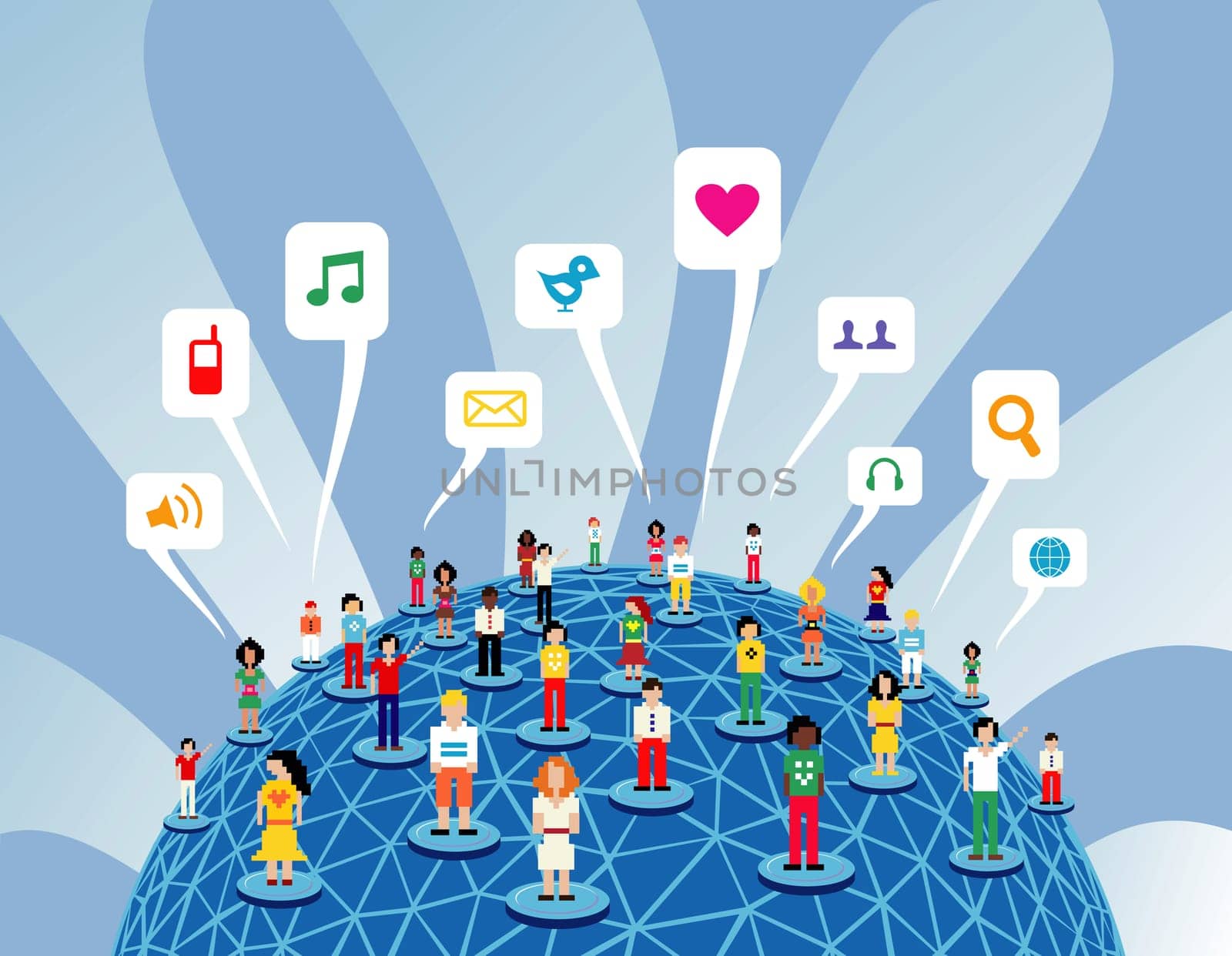 Social media network connection world concept