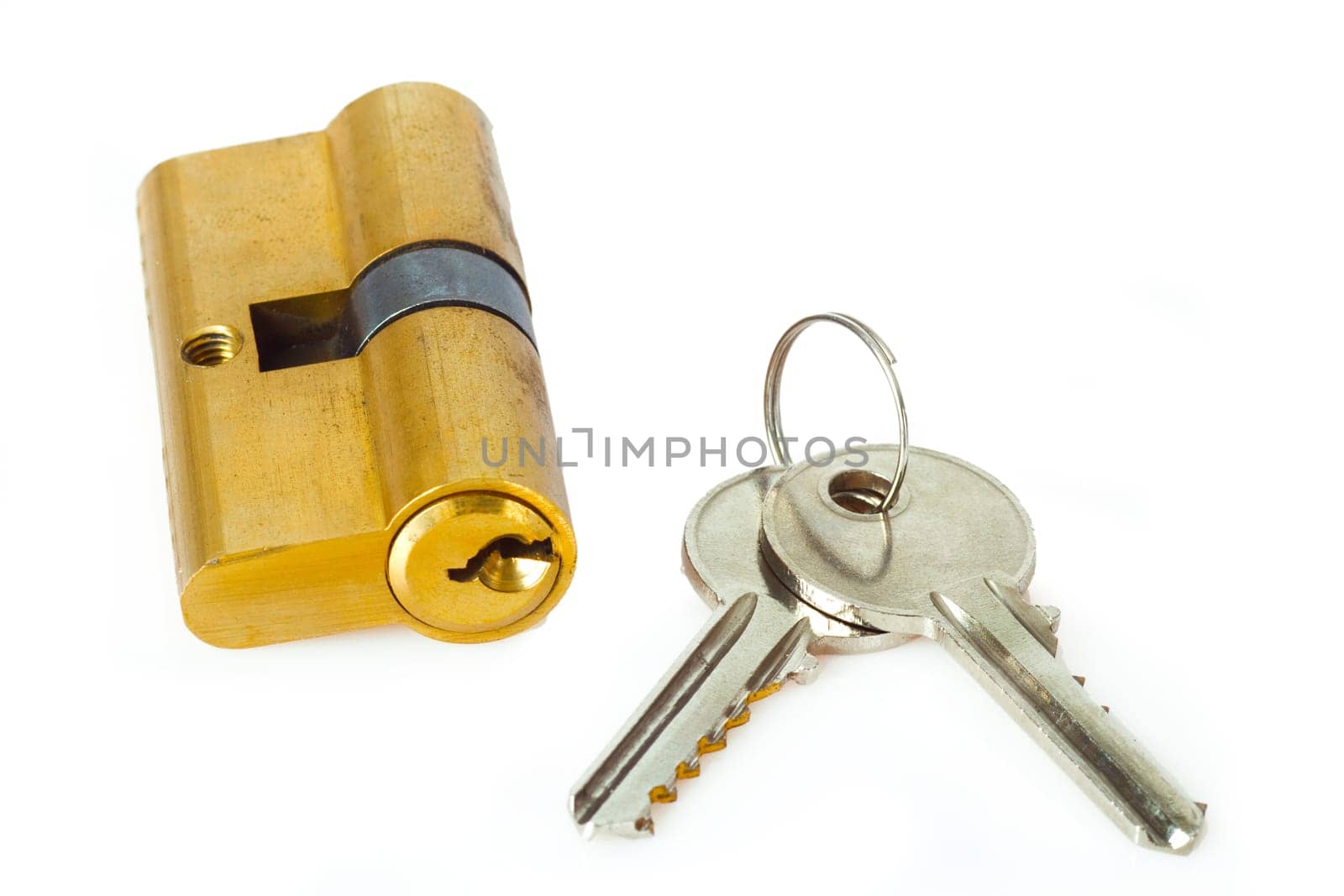 Lock cylinder with front door lock isolated on white background