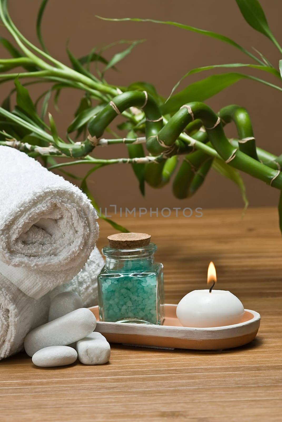Still life about SPA with hygiene and decorative items.