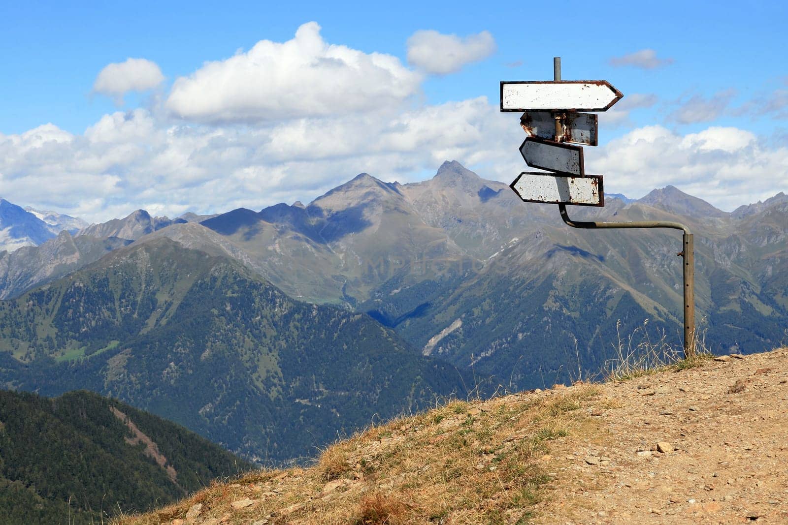 Background mountains with signs