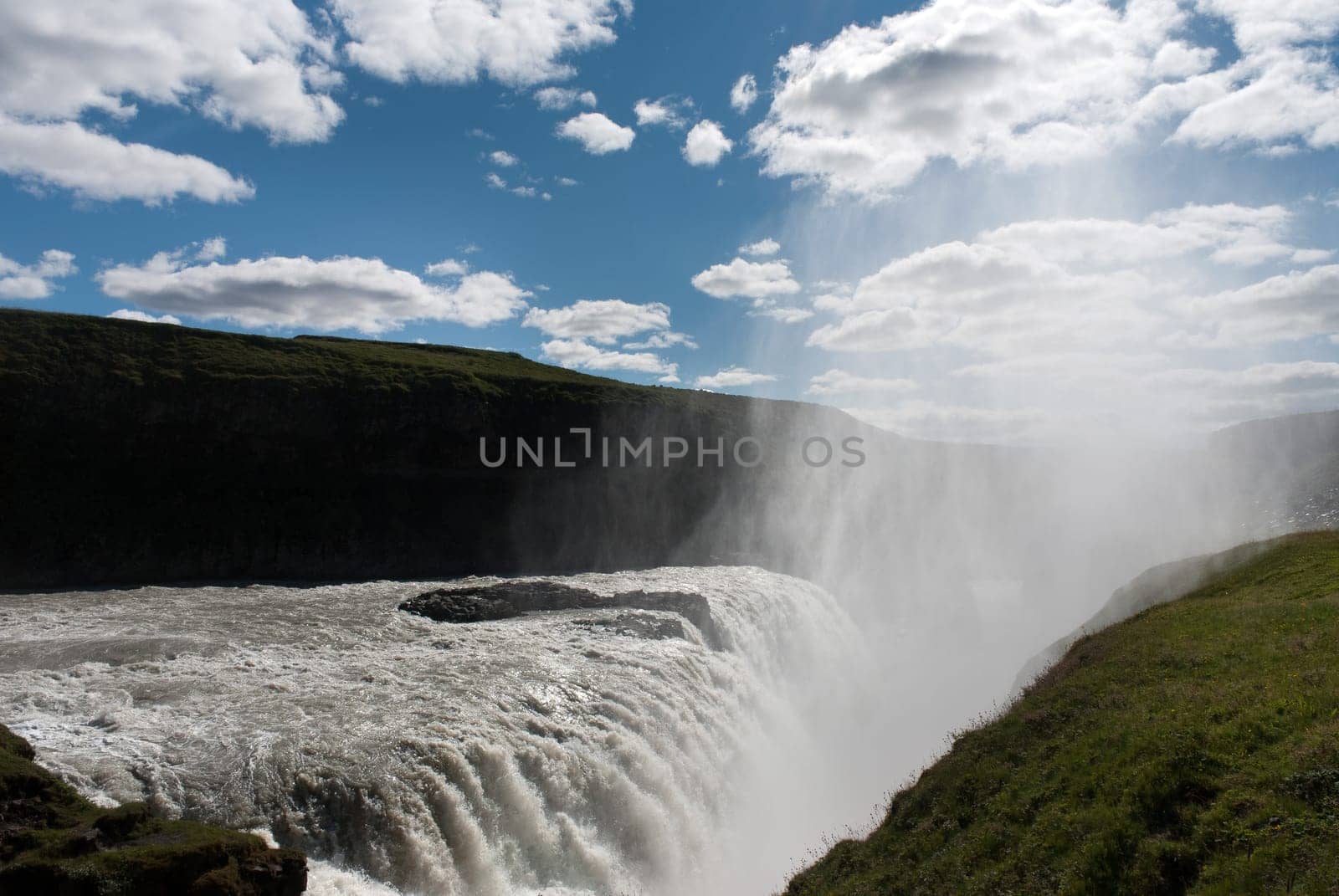 view of the valley of the Gullfoss waterfall in Iceland
