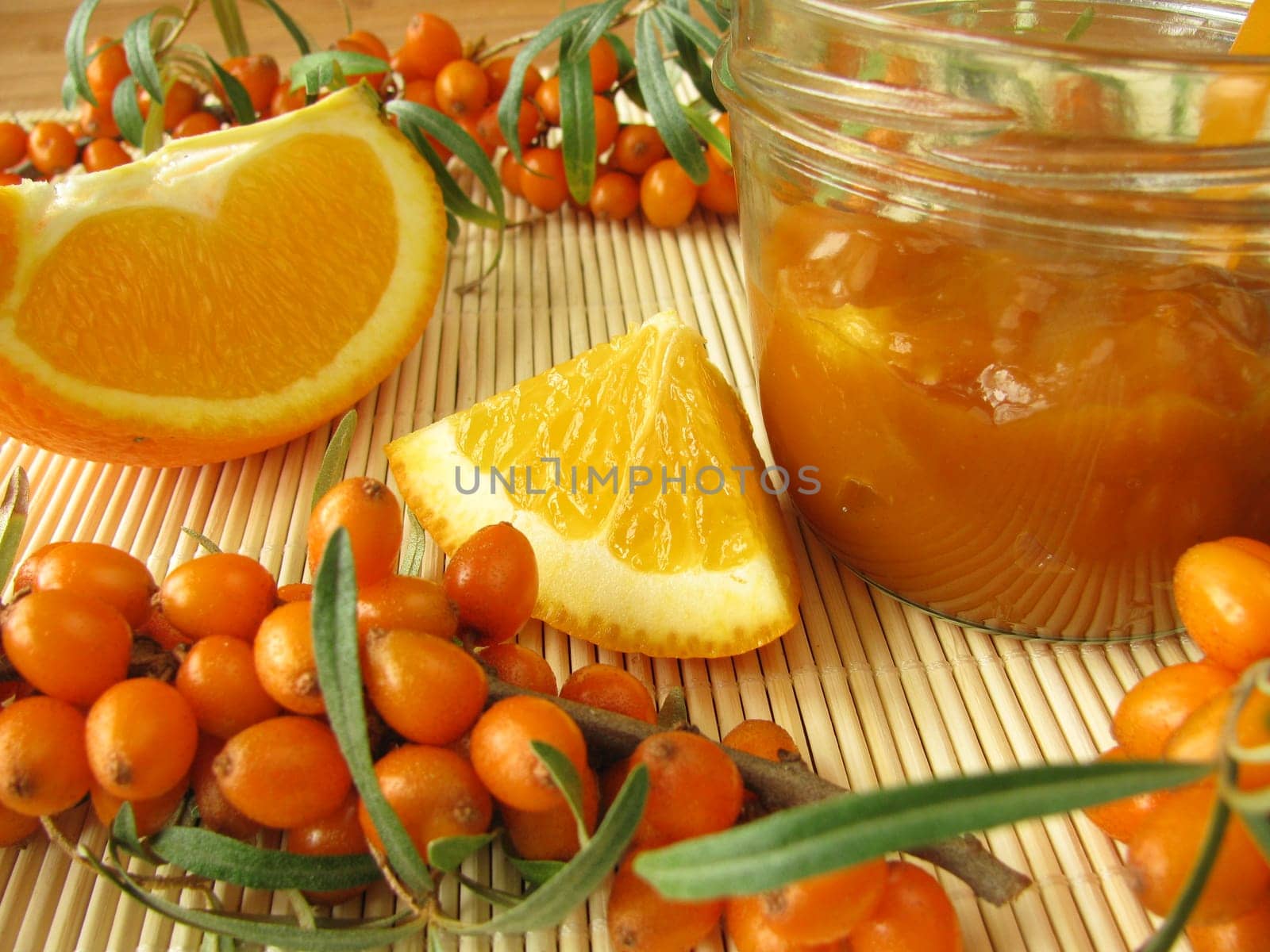 Jam with sea buckthorn berries and oranges
