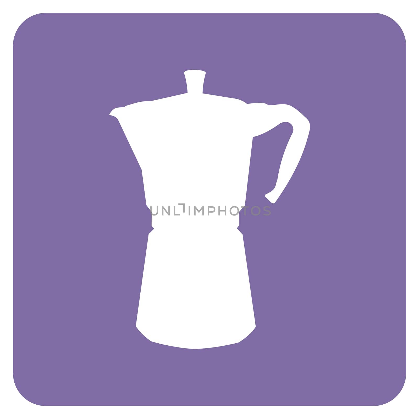 Italian coffe pot illustration icon over a light blue background. Vector file available.