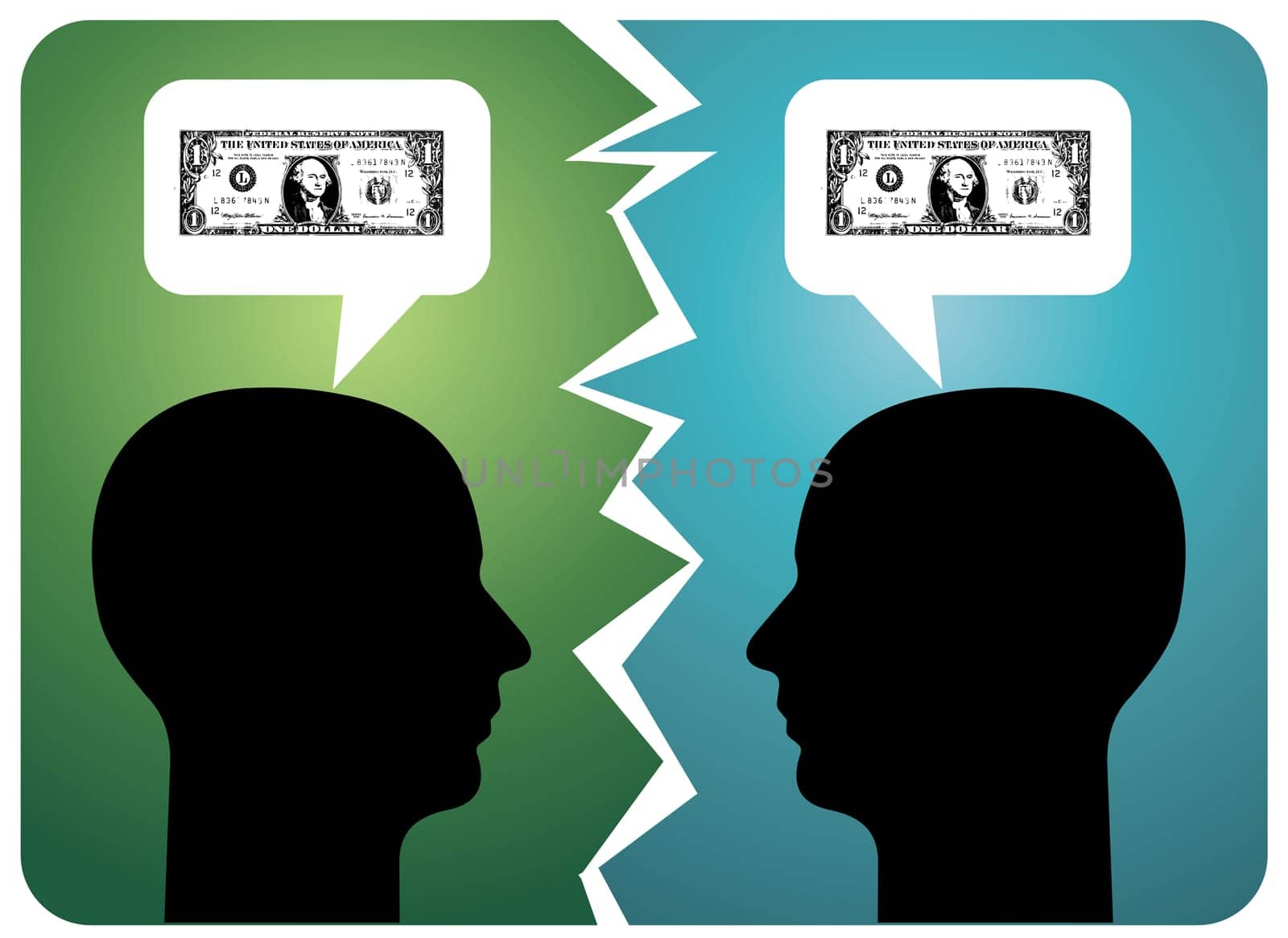 Two men arguing about money. Vector available