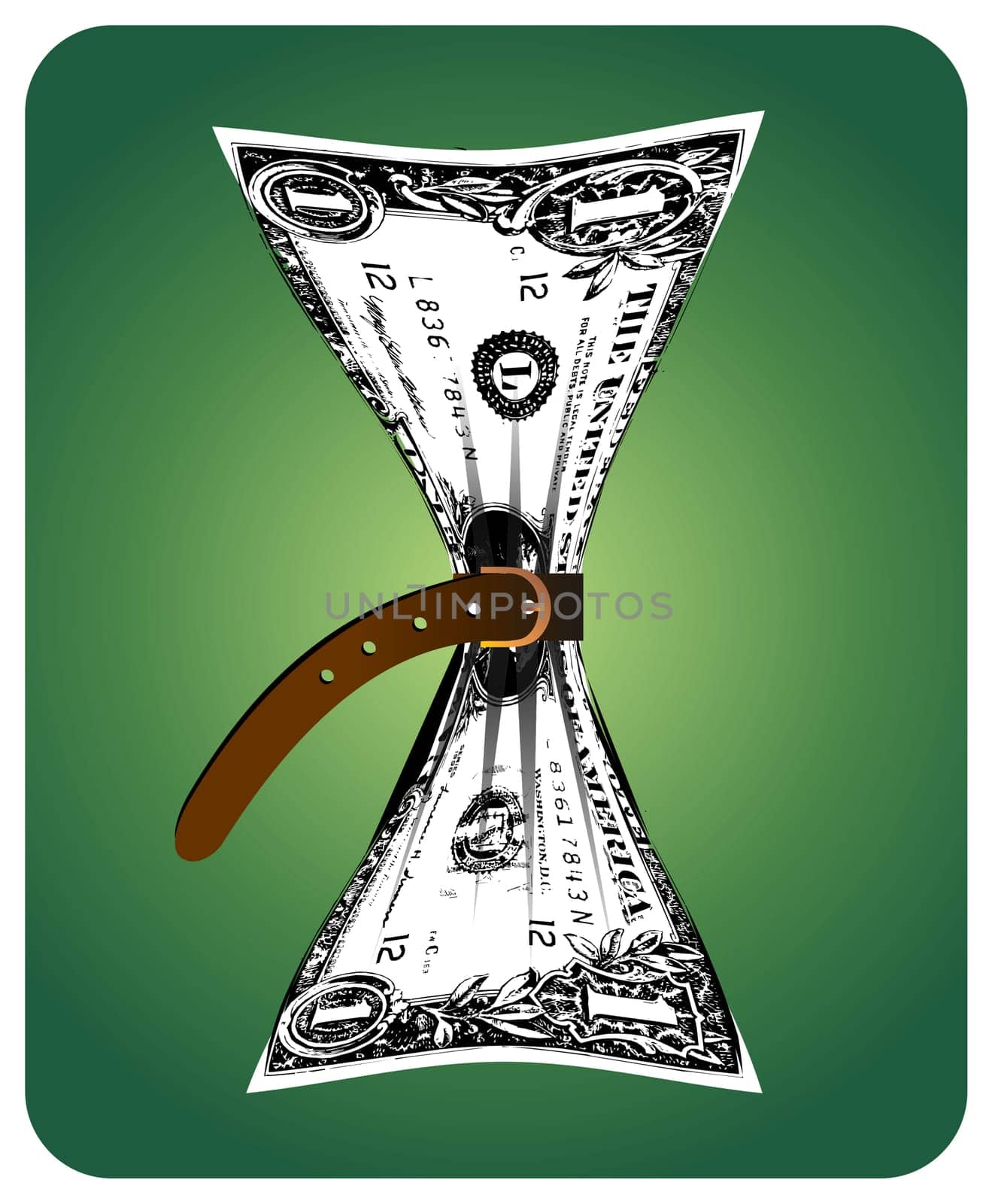 One-dollar bill with a tight belt
