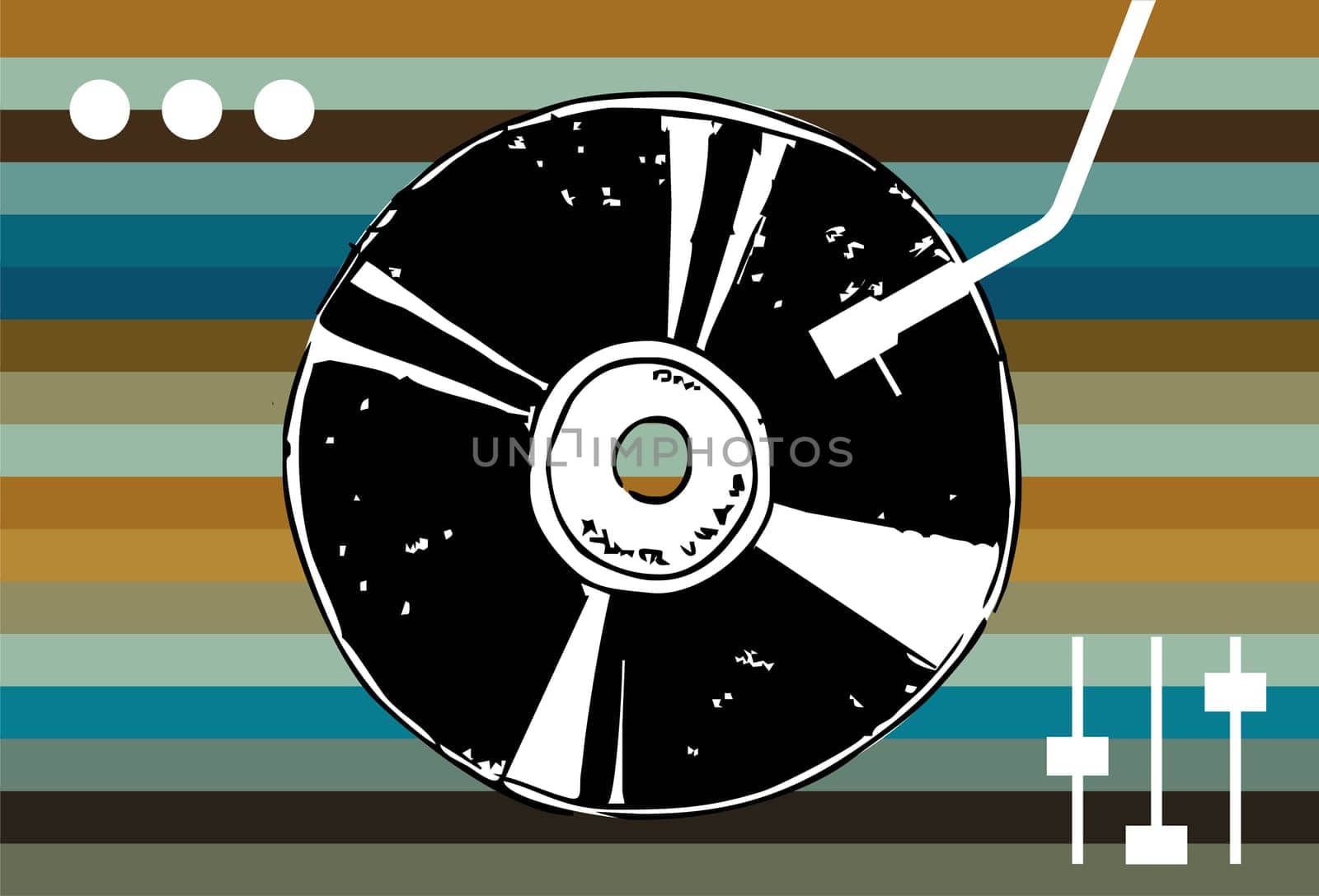 Vinyl on a background of colored lines. Retro style. Vector available