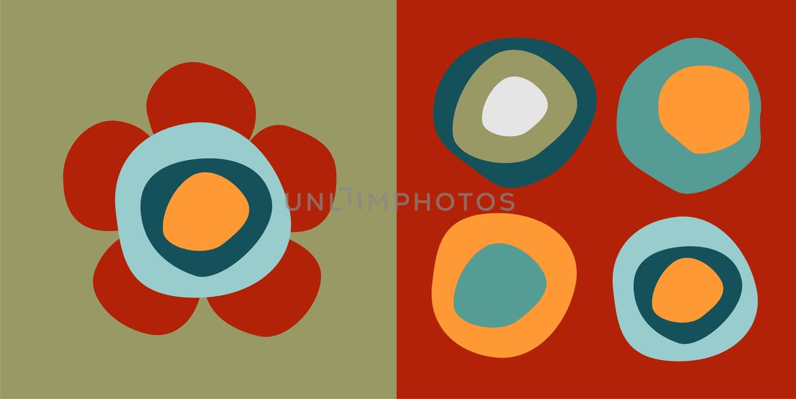 Colorful flower and circles patterns
