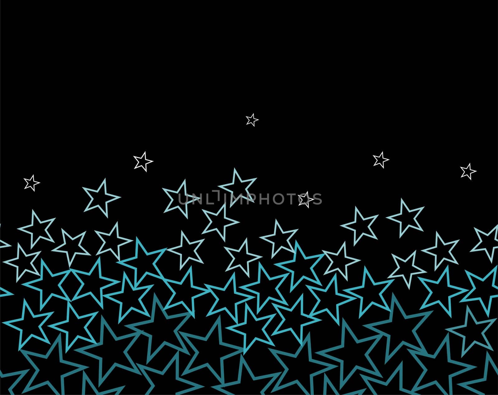vector stars in color from turquoise to white from the bottom
