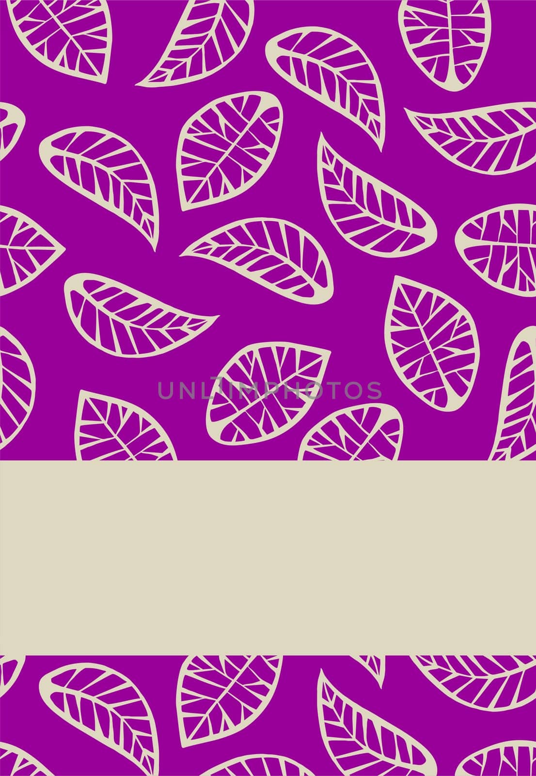 Leaves on purple background vector with beige label space