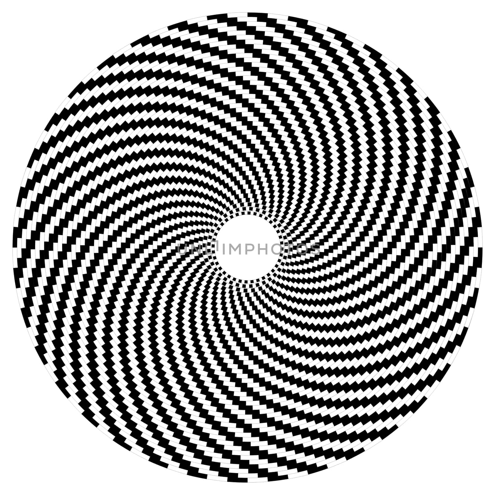 Optical art sphere in black and white