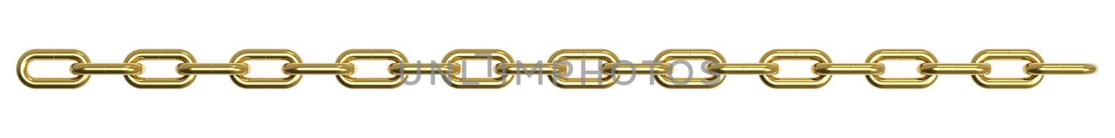 3d render of a golden chain isolated on a white background