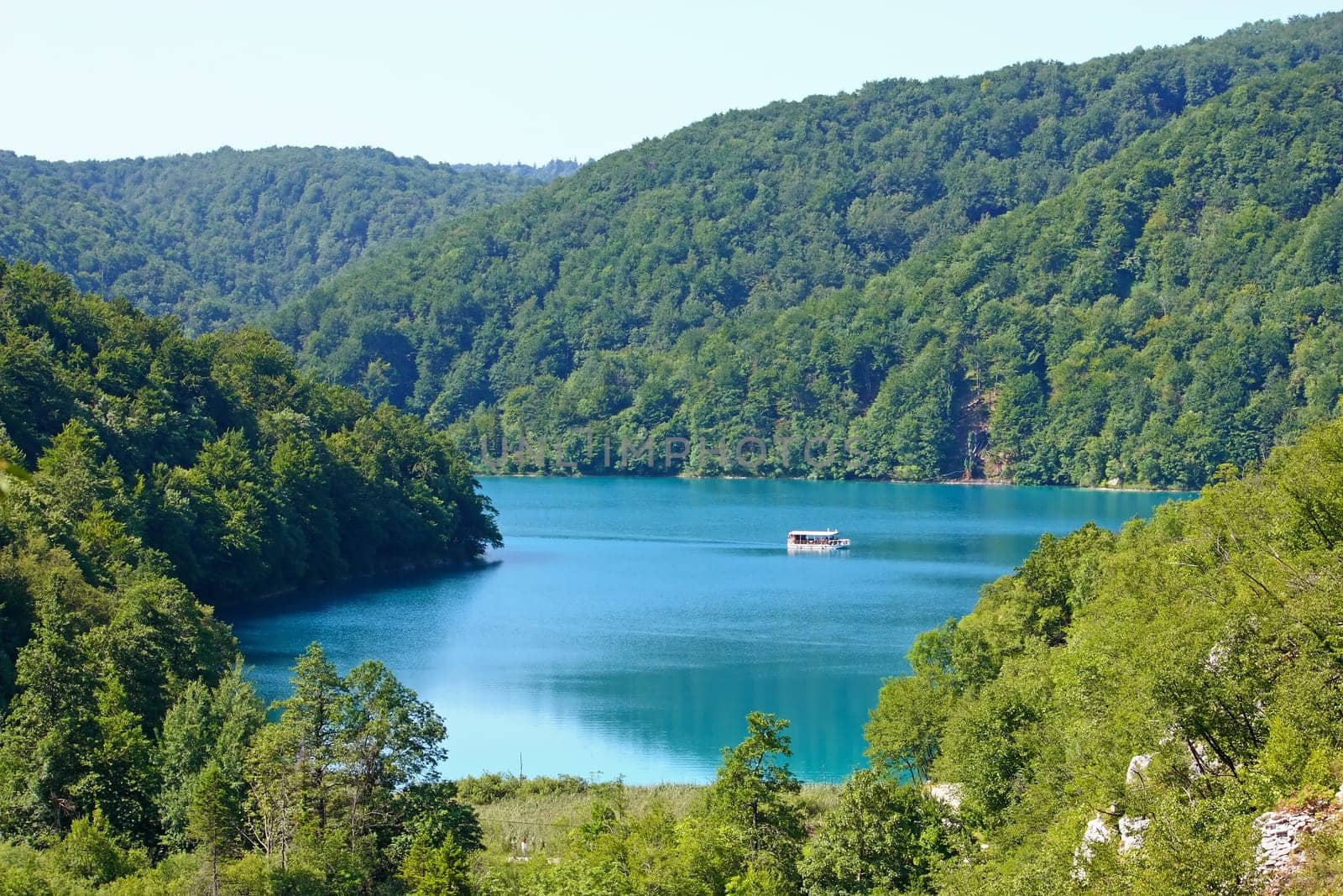 Lake in deep forest in the Plitvice Lakes national park in Croatia