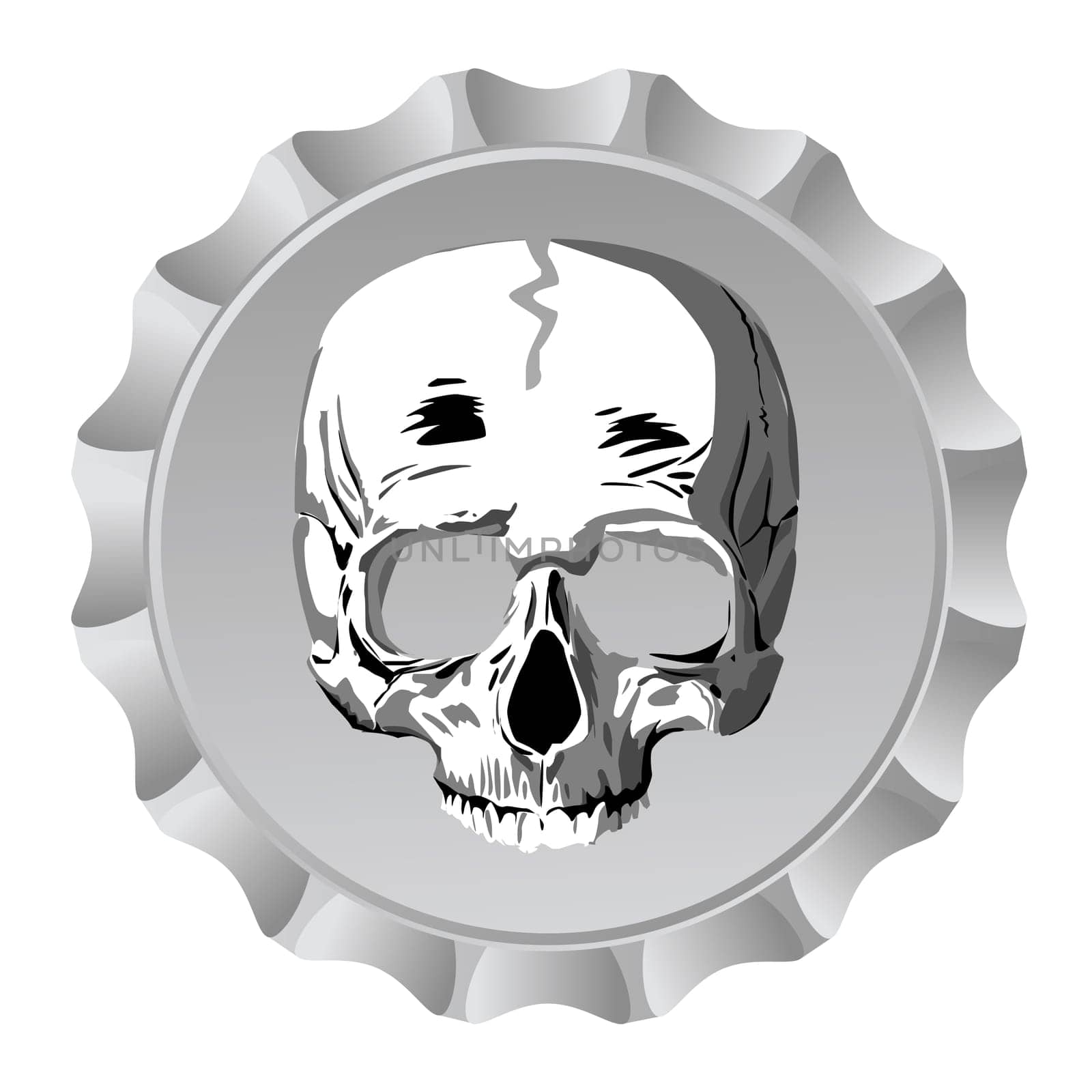 Realistic bottle cap with human skull