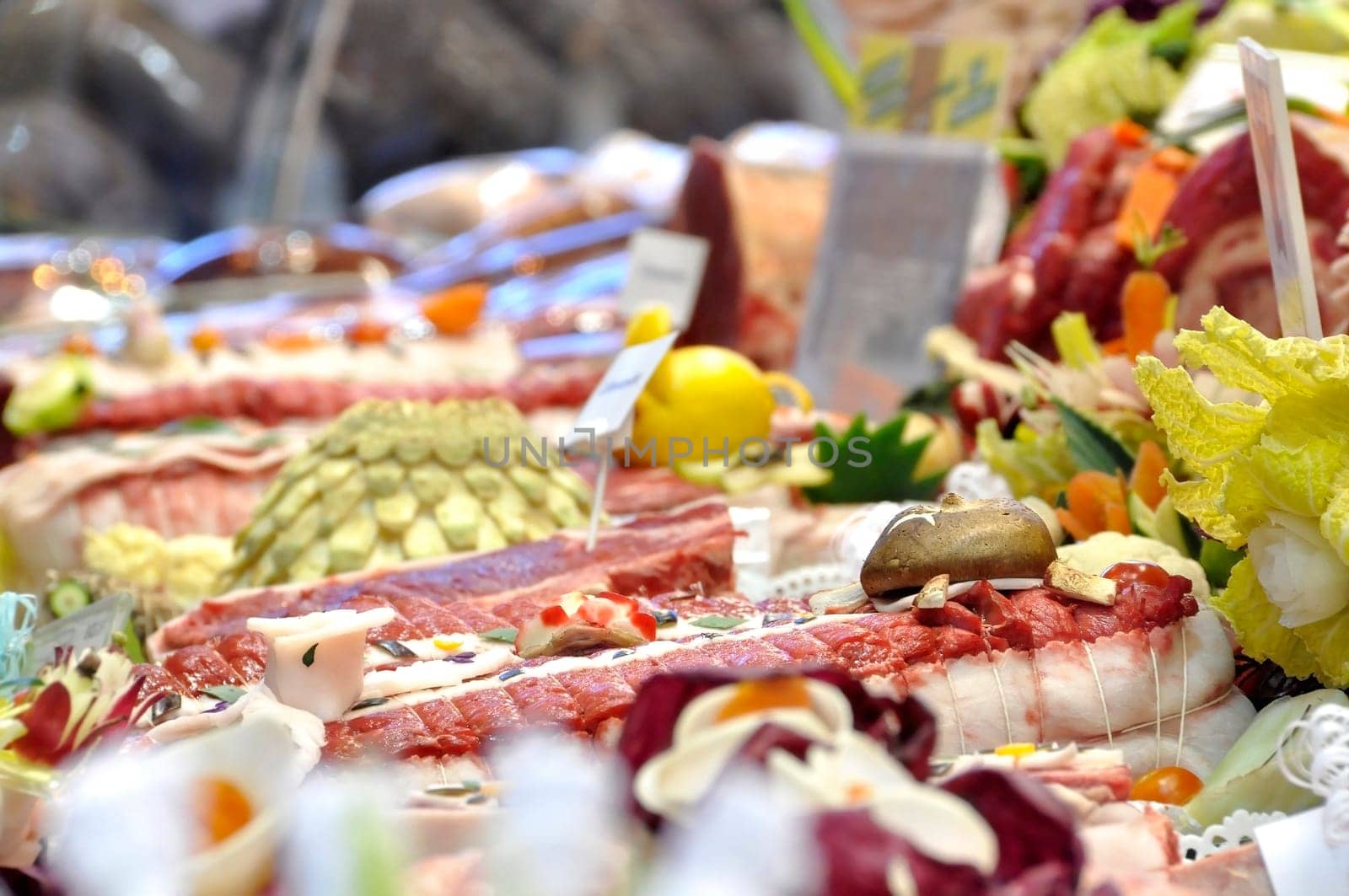 High quality meat on a butcher stall