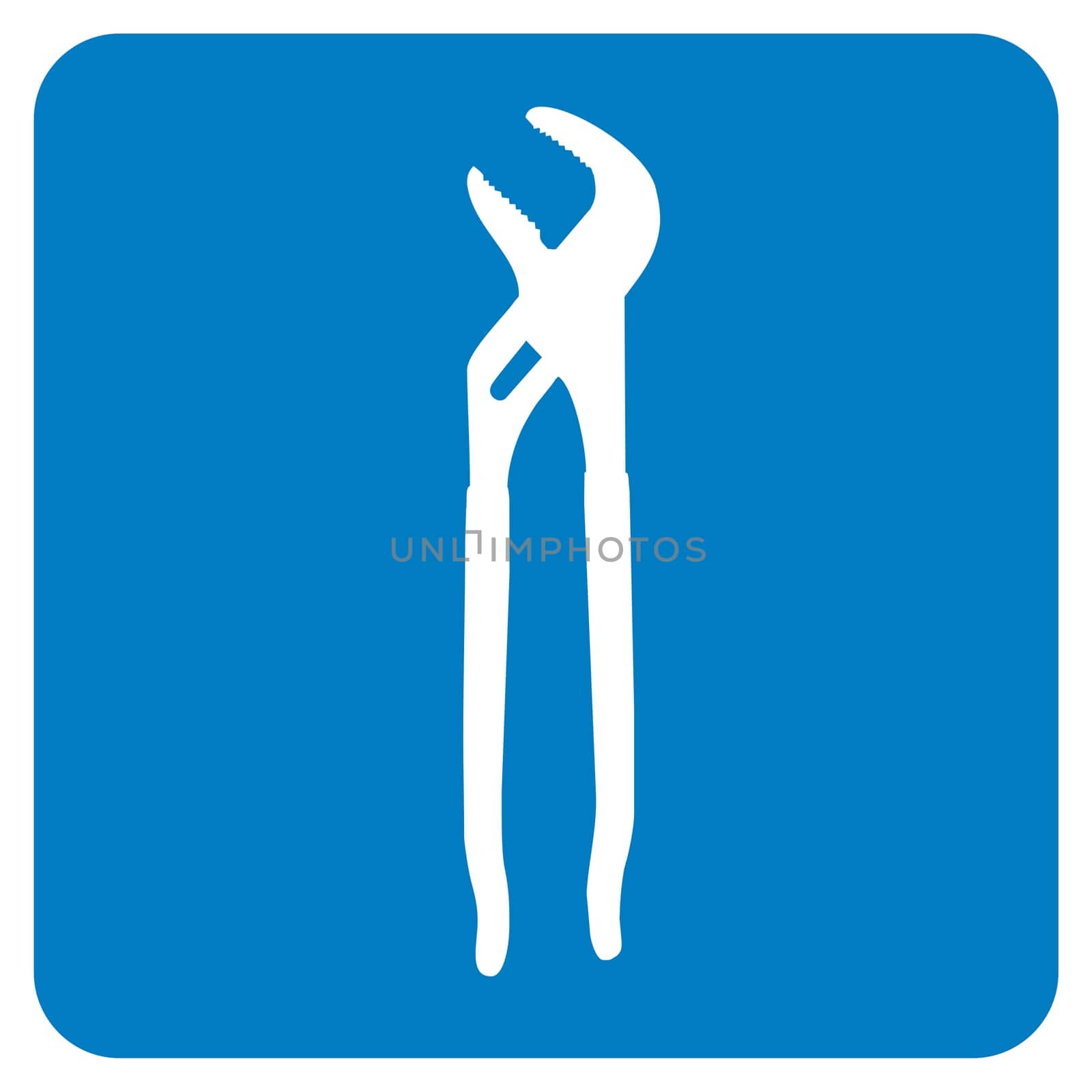 clamp icon over a blue rounded square. Vector file available.