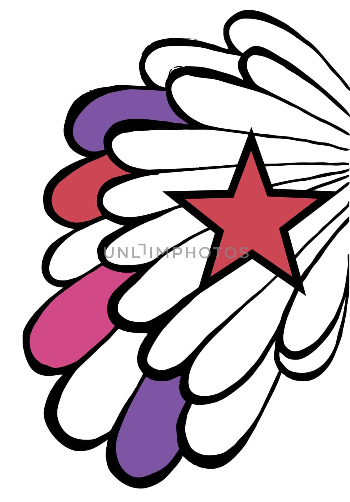 Pop star background. Wing and red star on white. Vector available