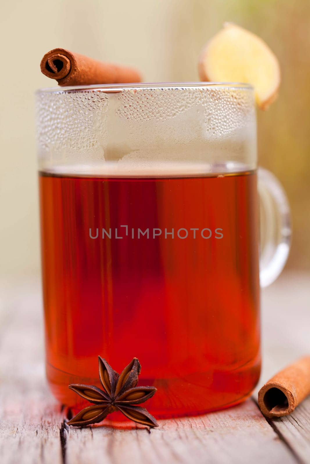 Christmas punch with cinnamon stick