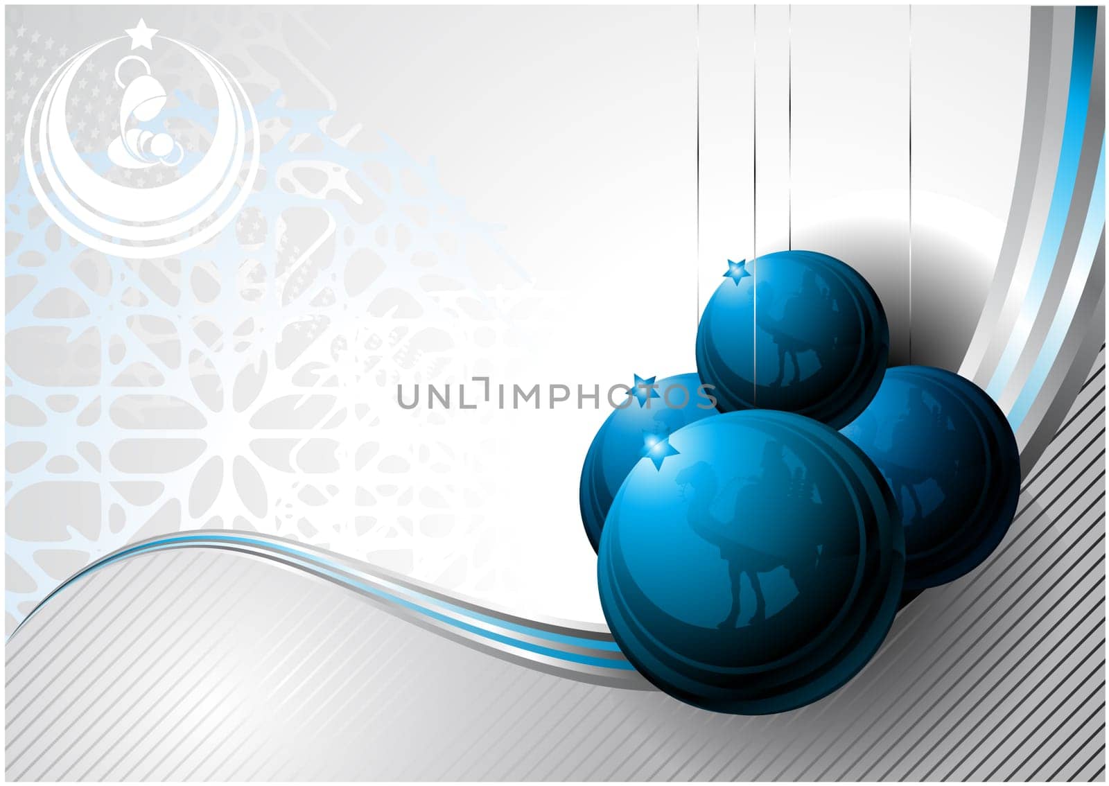Communication Design for Christmas with nativity and Christmas balls elements